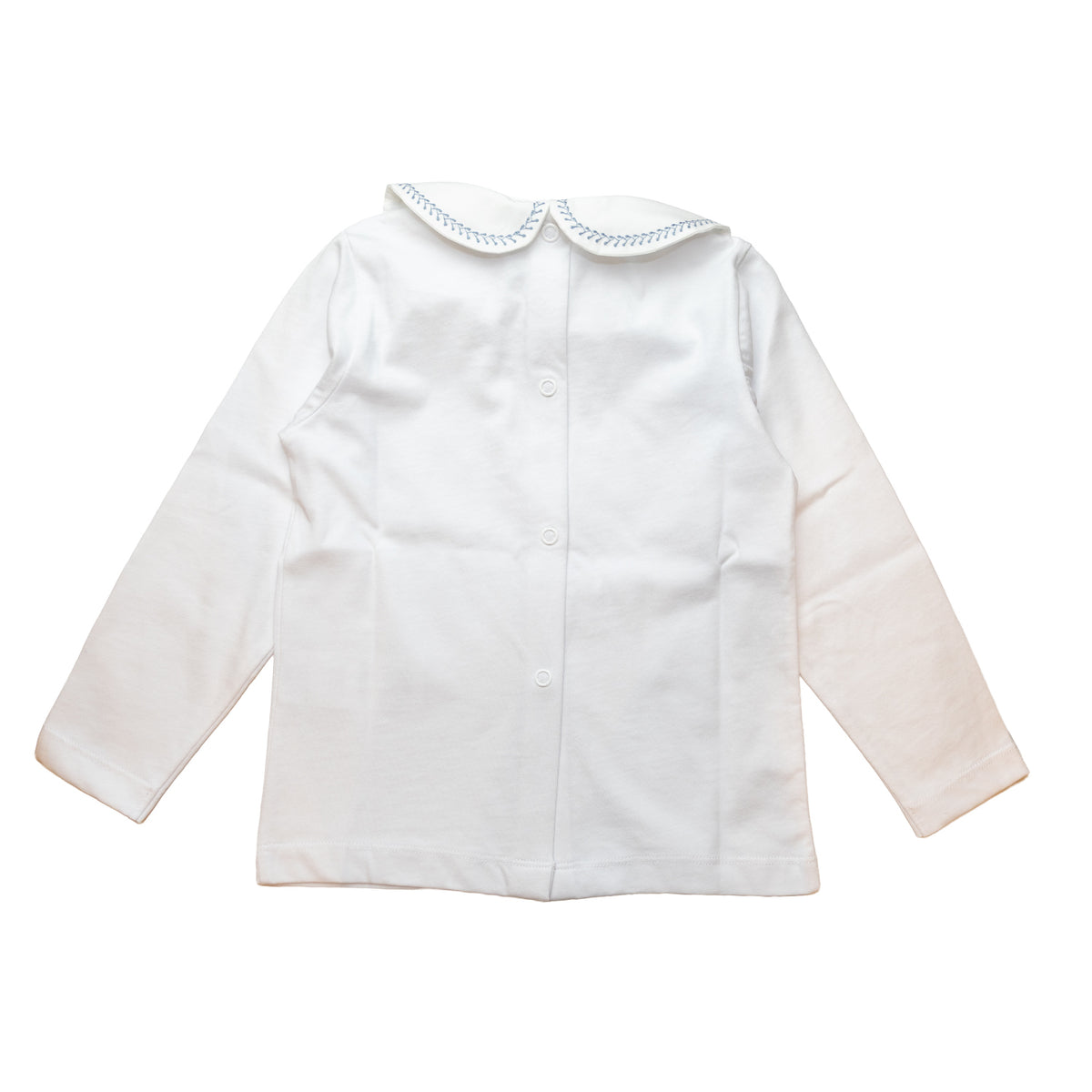 Girl Jersey Blouse with Blue Embroidery