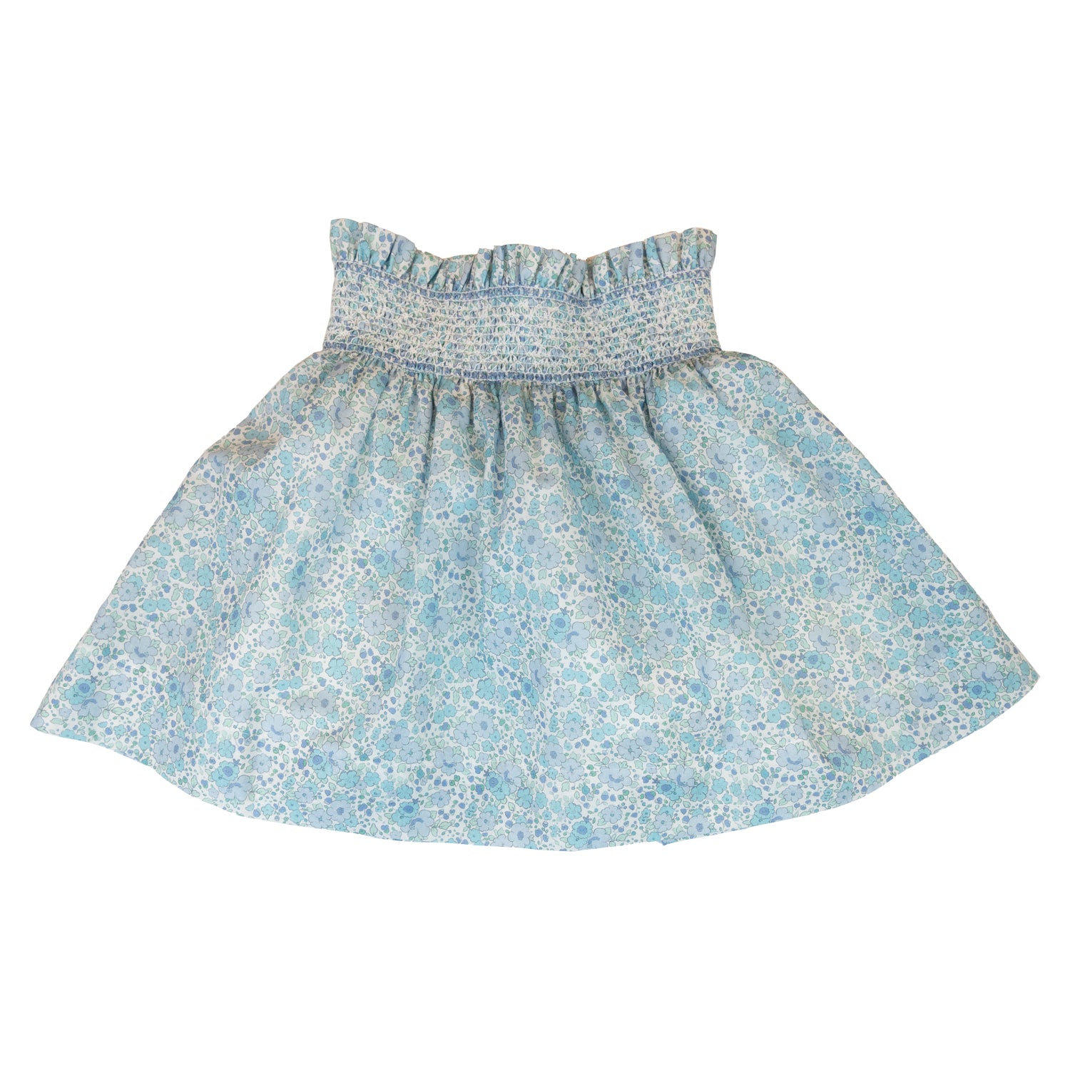 Girl Blue Floral Hand Smocked Skirt
