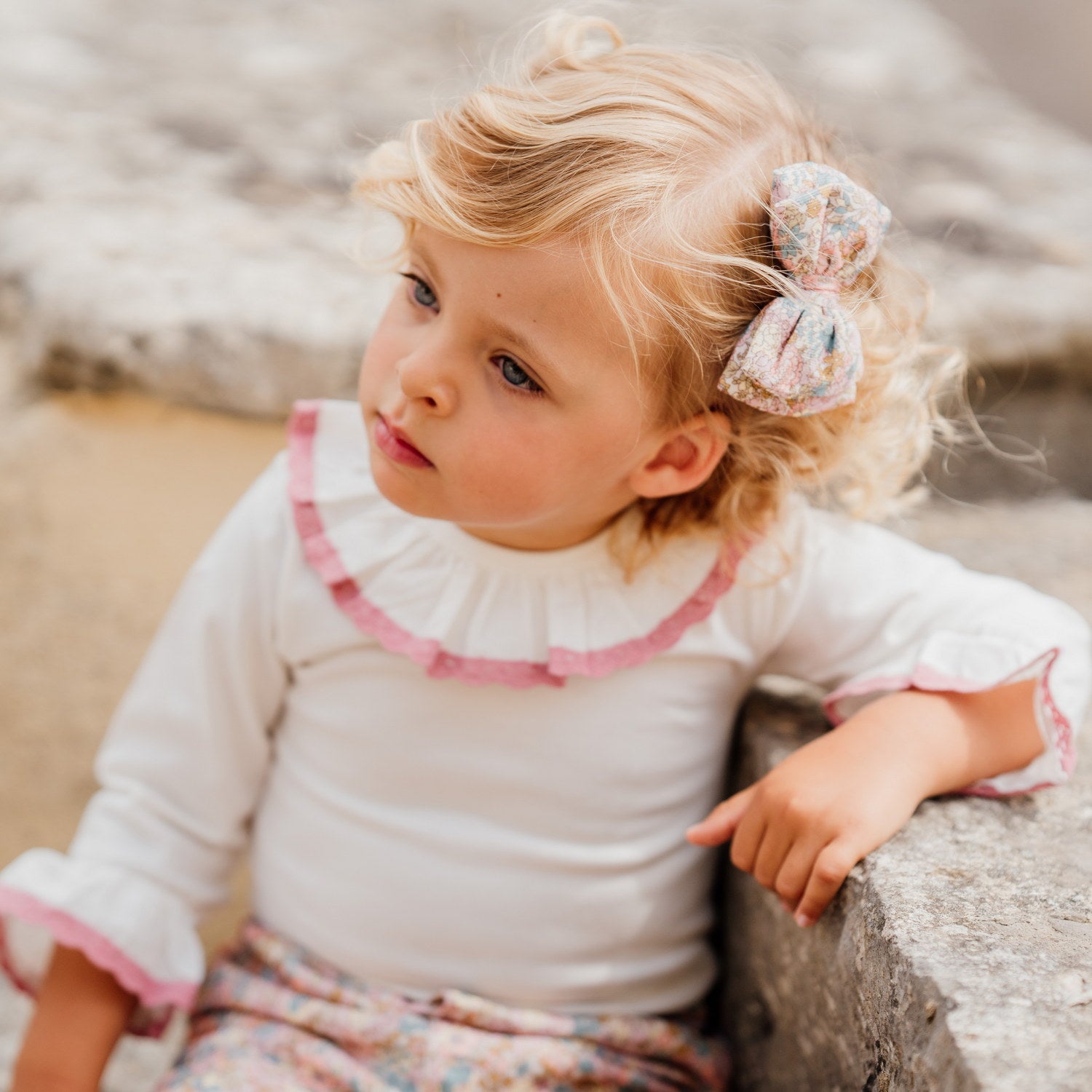 Baby White Cotton Pink Lace Bodysuit