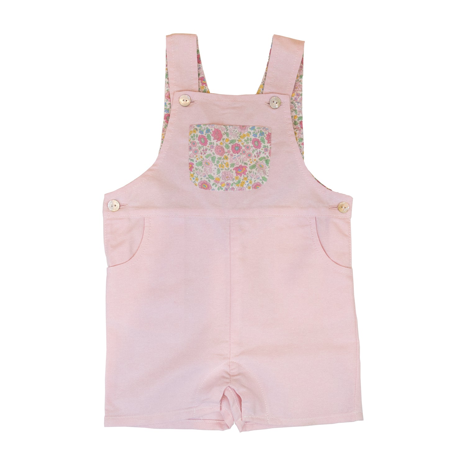 Baby Light Pink Oxford Dungarees