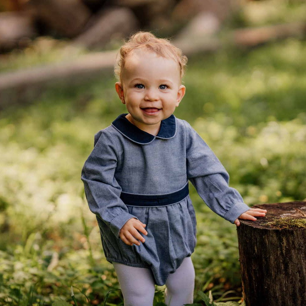 Baby Blue Flannel Romper
