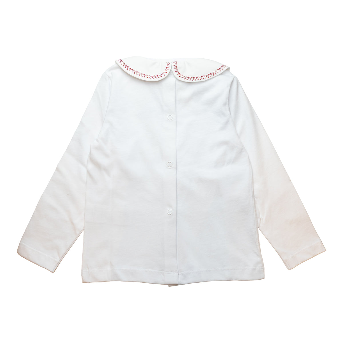 Girl Jersey Blouse with Burgundy Embroidery