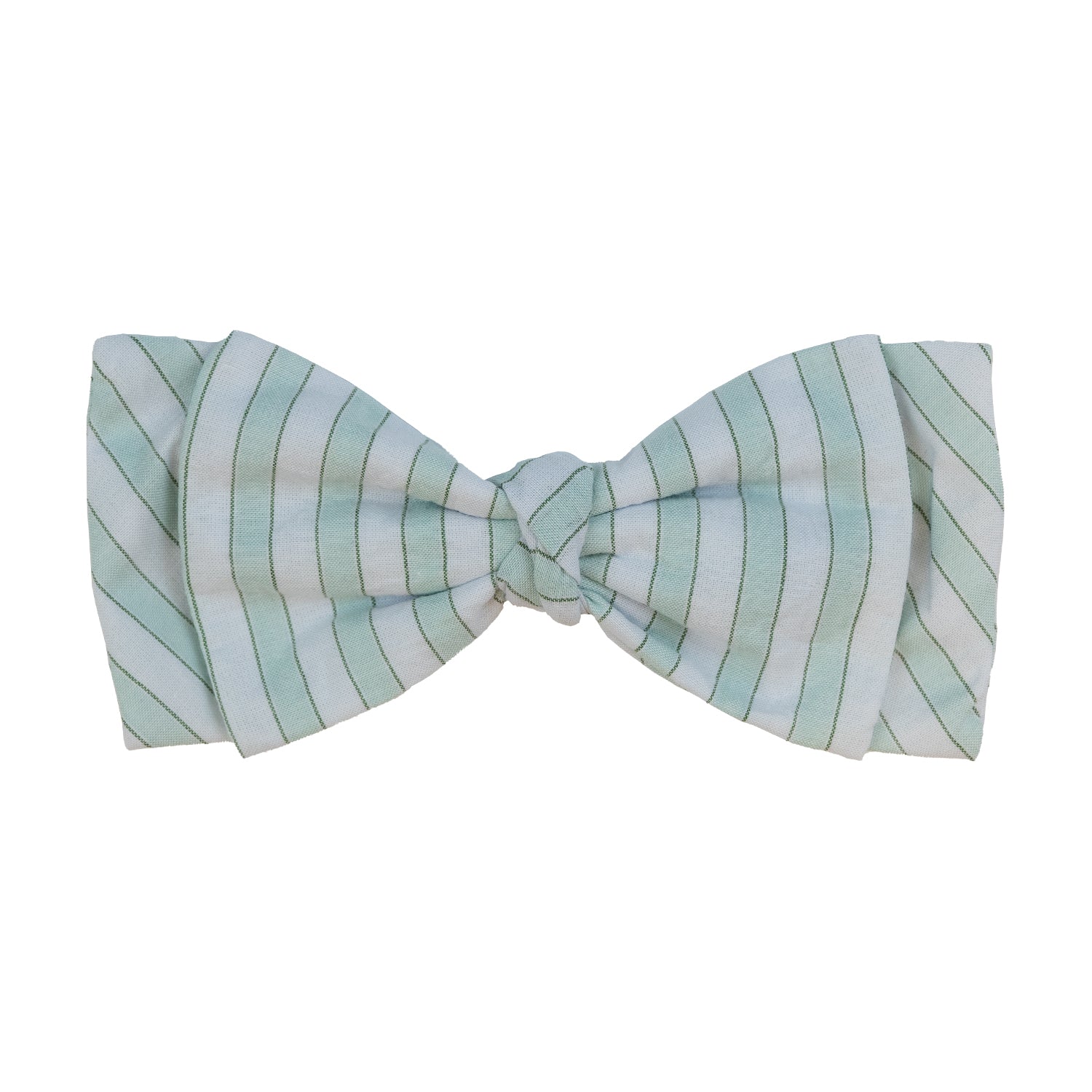Girl Green & White Stripe Bow Clip