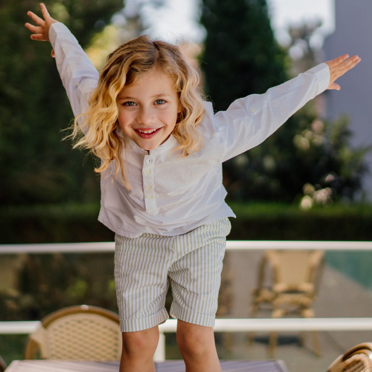 Boy Olive Bay Stripe Shorts