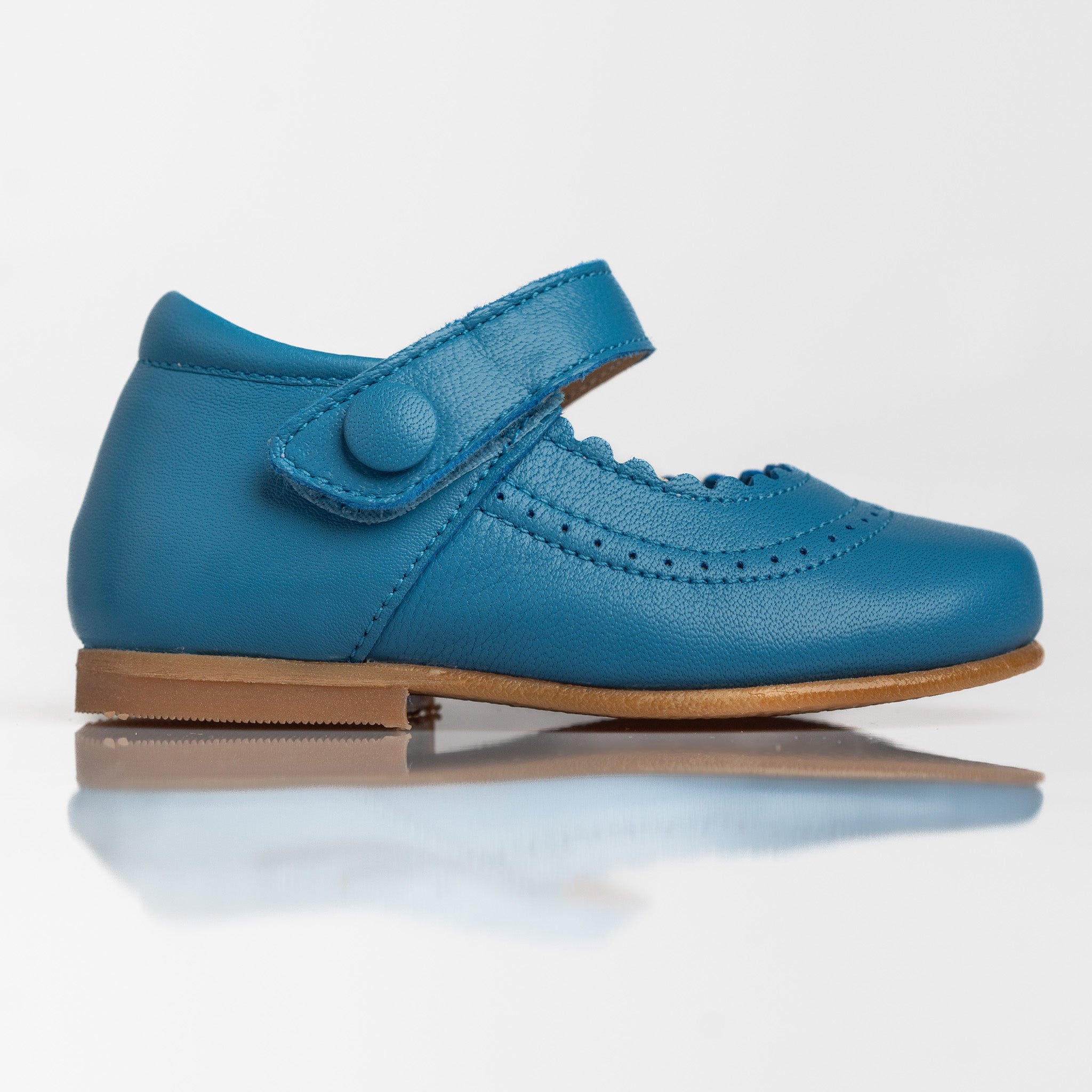 Girl Blue Leather Mary Jane Shoes