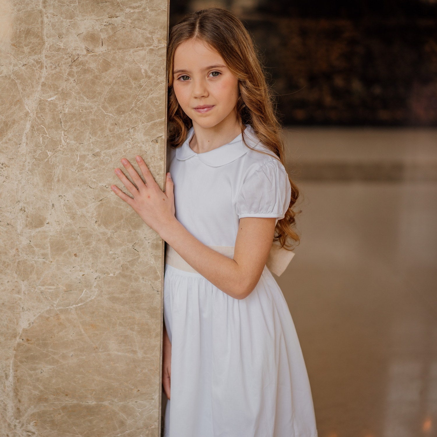 Girl White Pique Dress