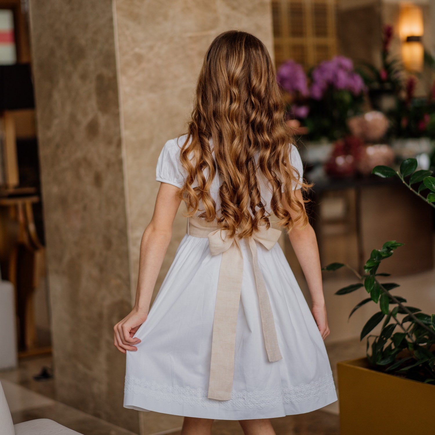 Girl White Pique Dress