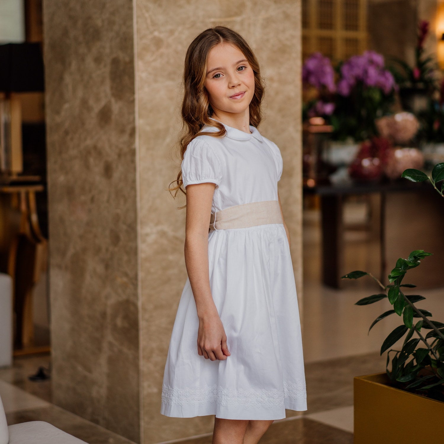 Girl White Pique Dress