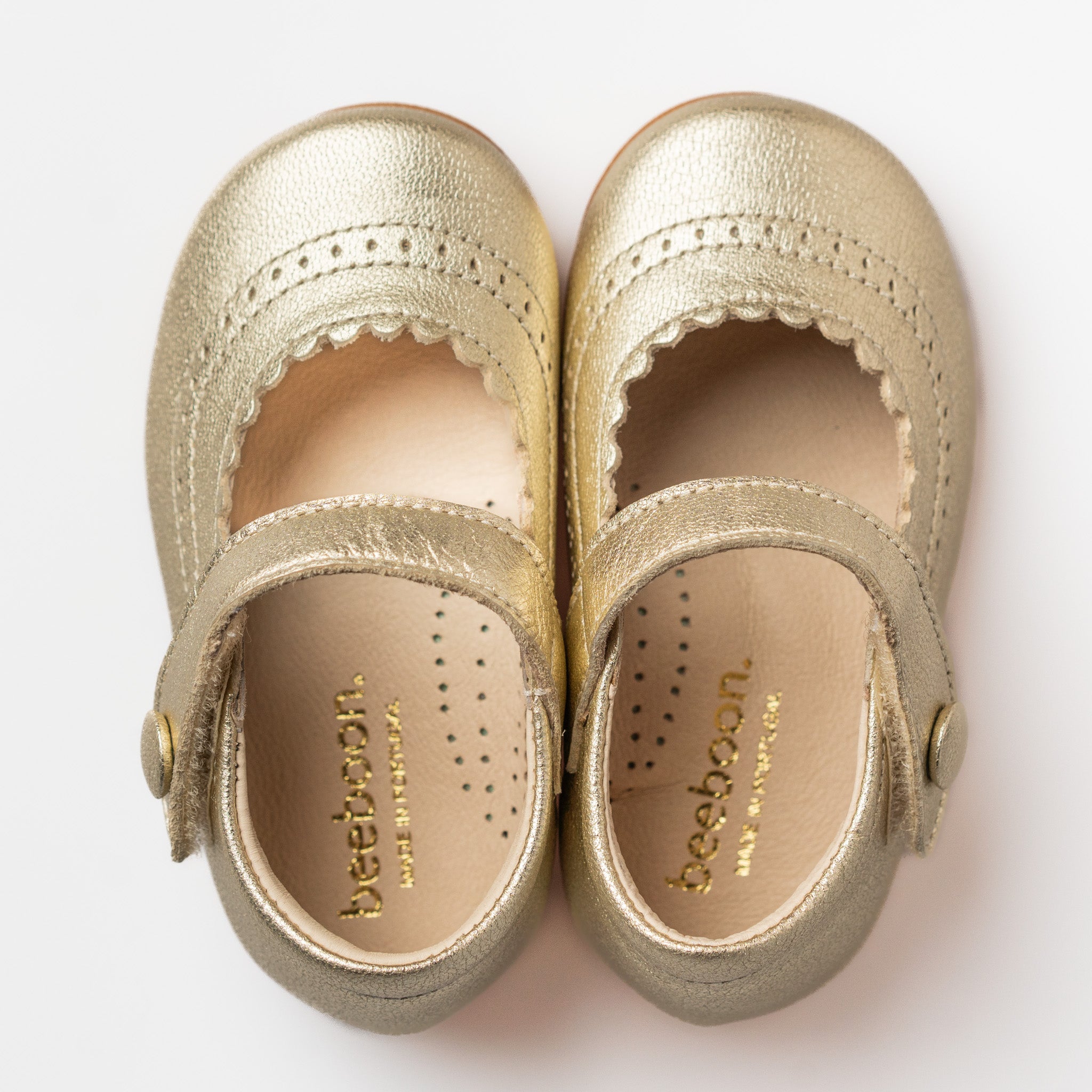 Girl Gold Leather Mary Jane Shoes