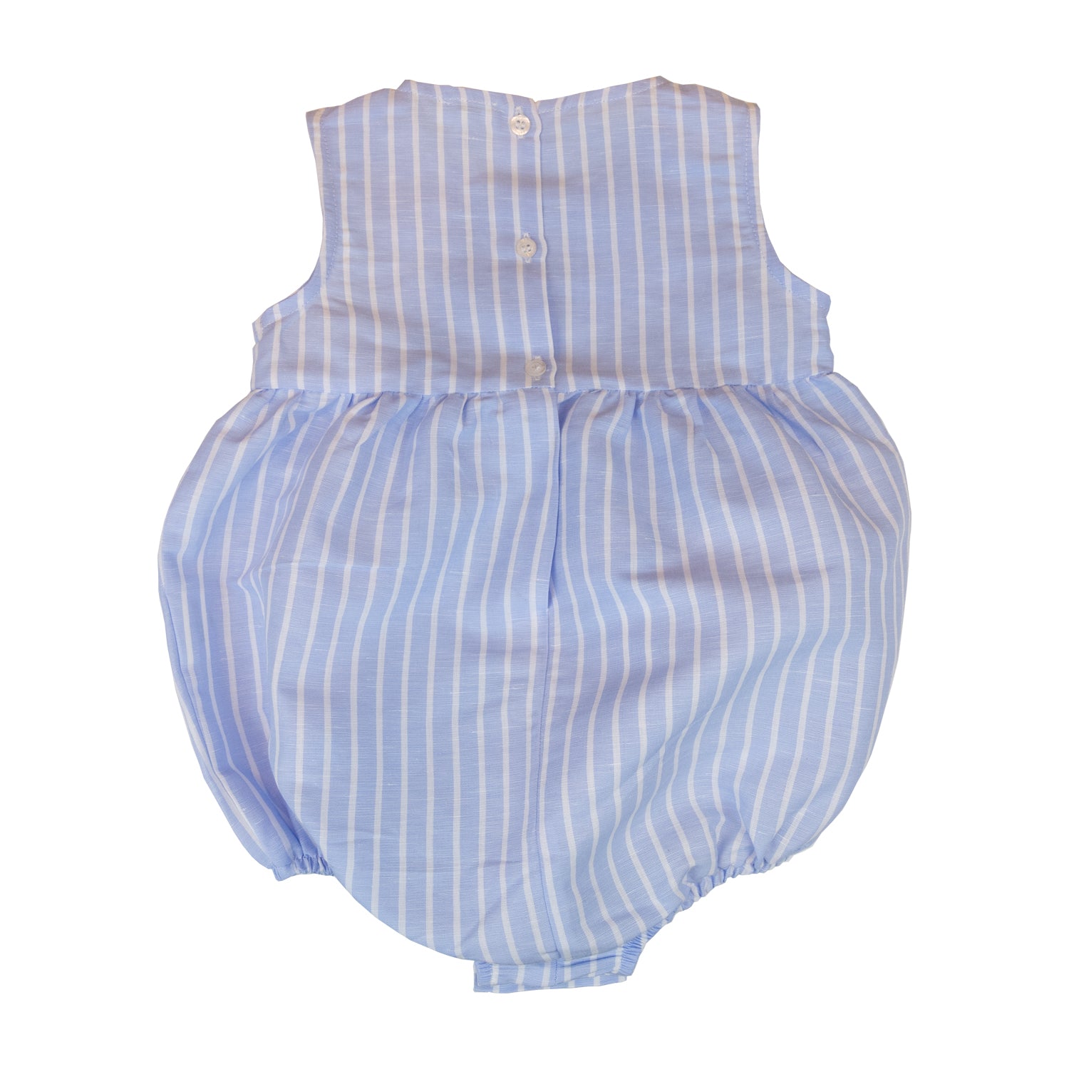 Baby Light Blue & White Stripe Linen Classic Romper