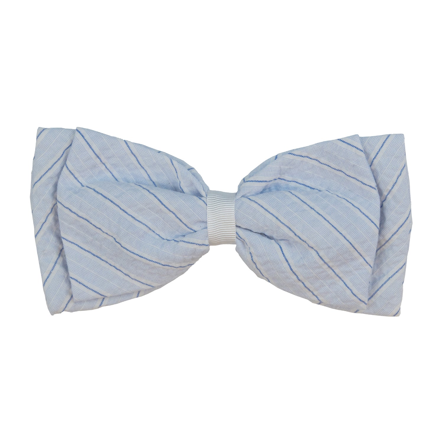 Girl Blue Stripe Seersucker Bow Clip