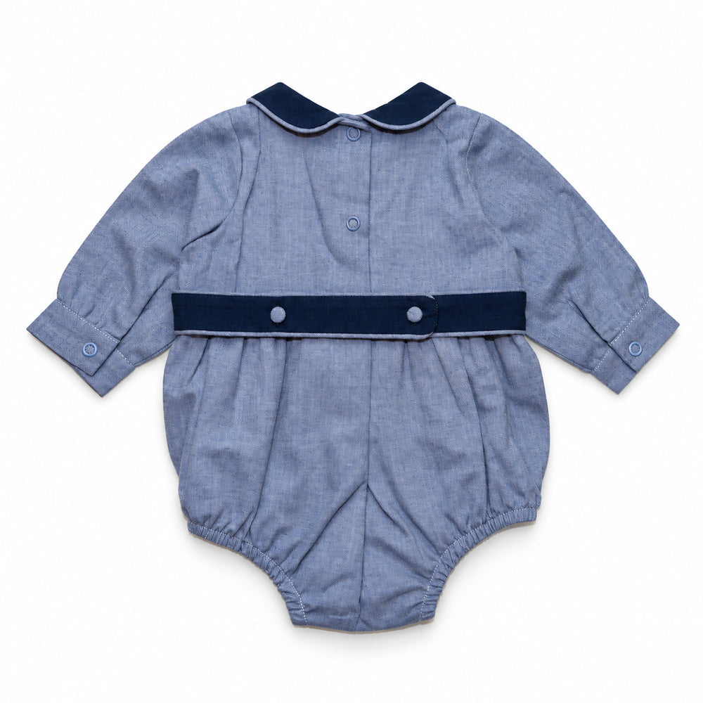 Baby Blue Flannel Romper