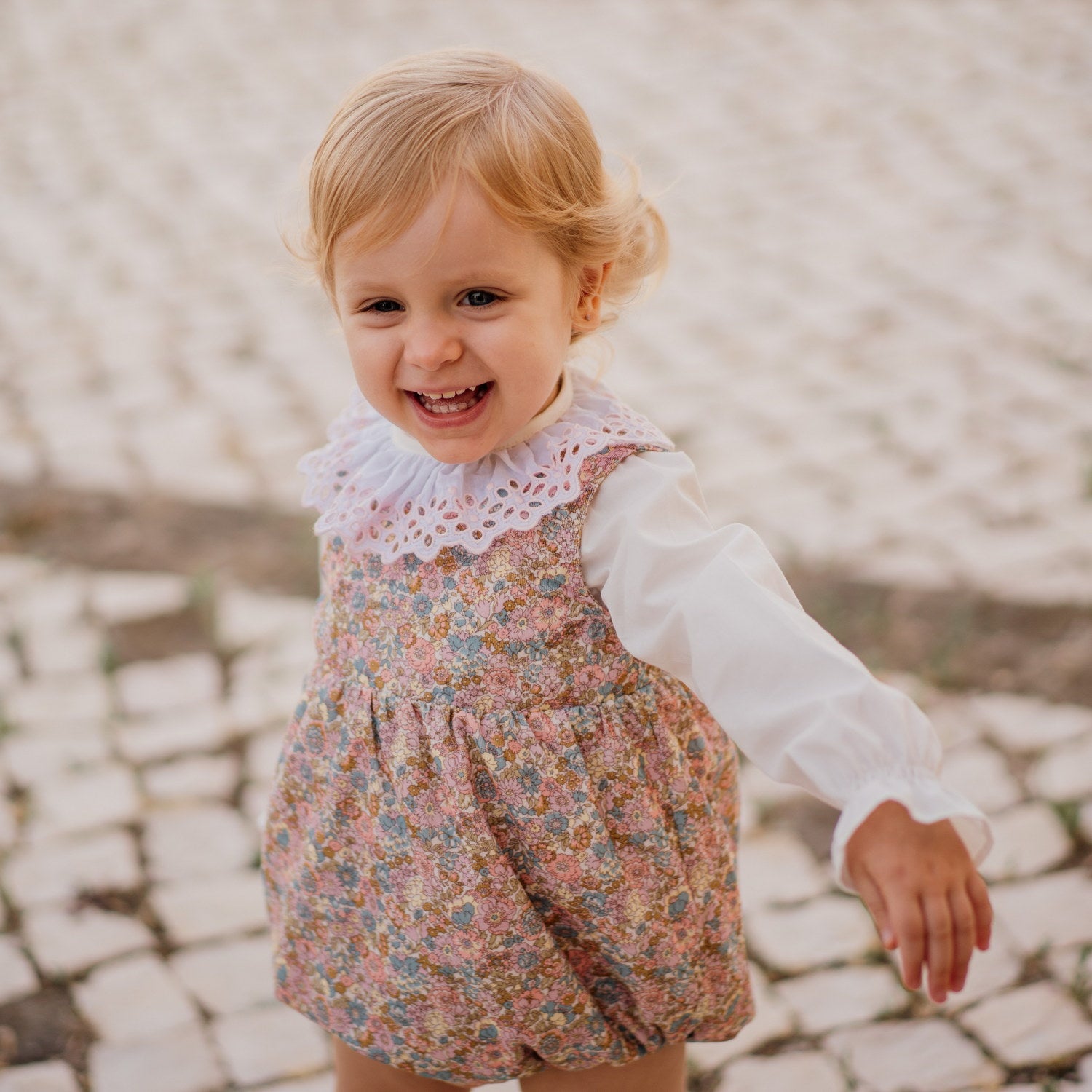 Girl White Blouse with Pink Embroidery