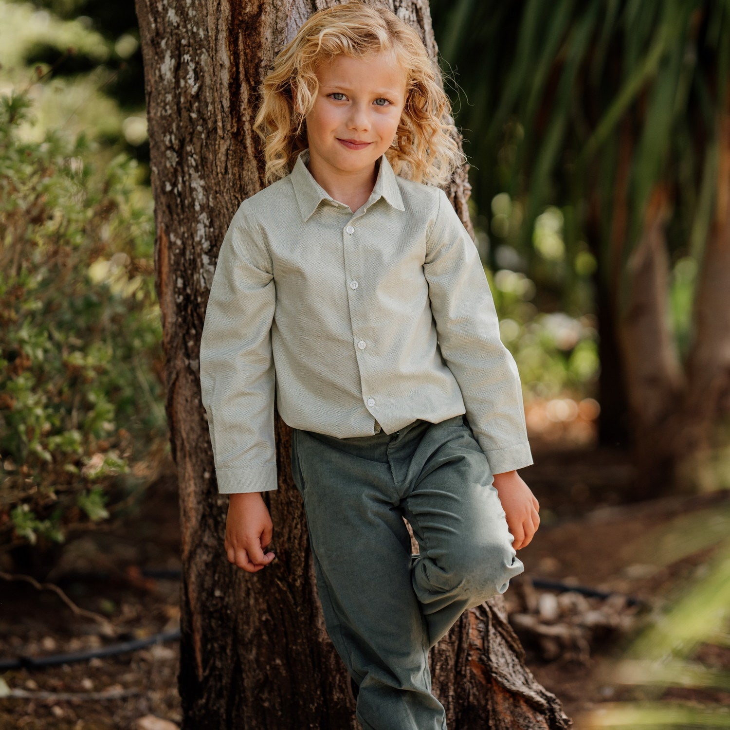 Boy Botanical Green Shirt