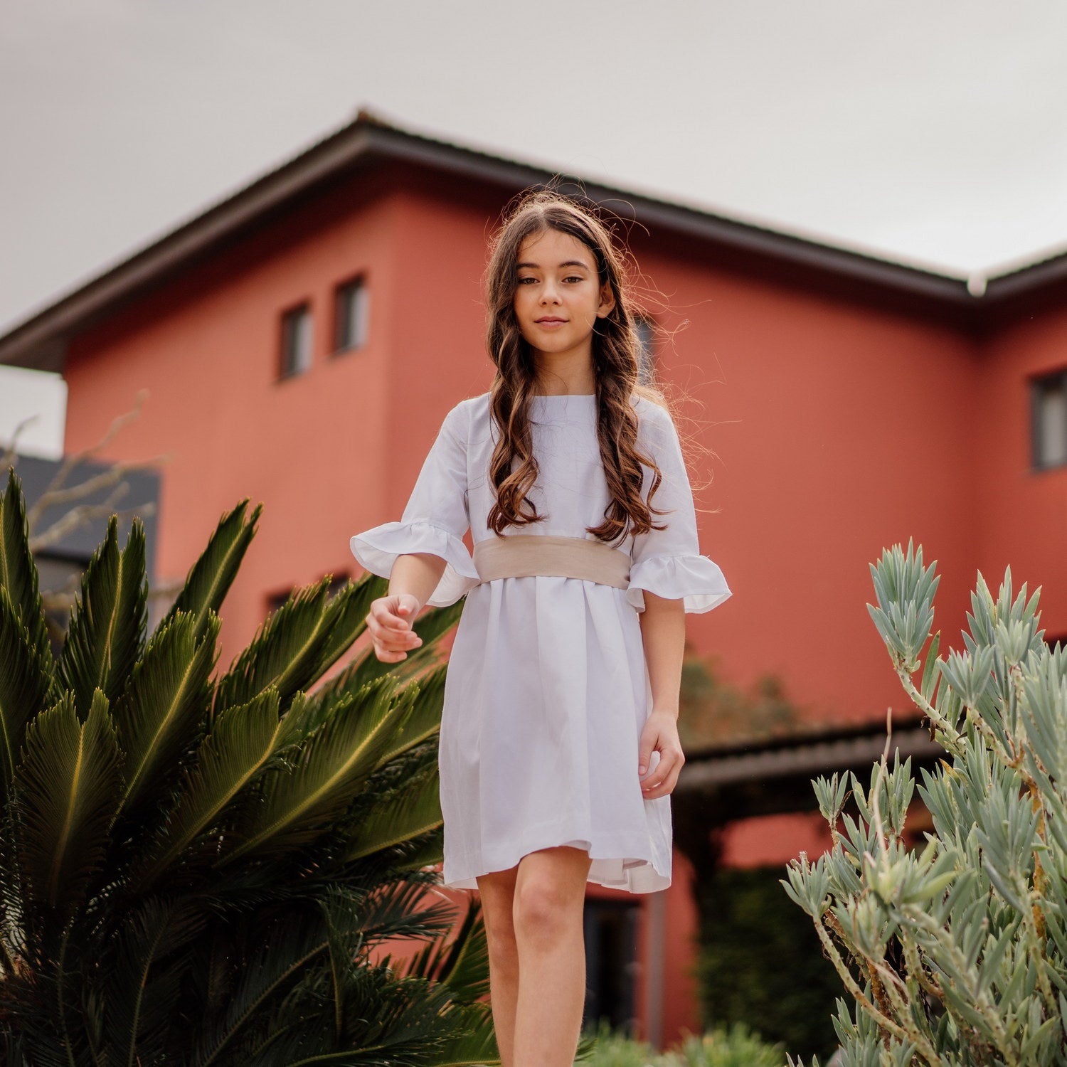 Girl White Linen Dress