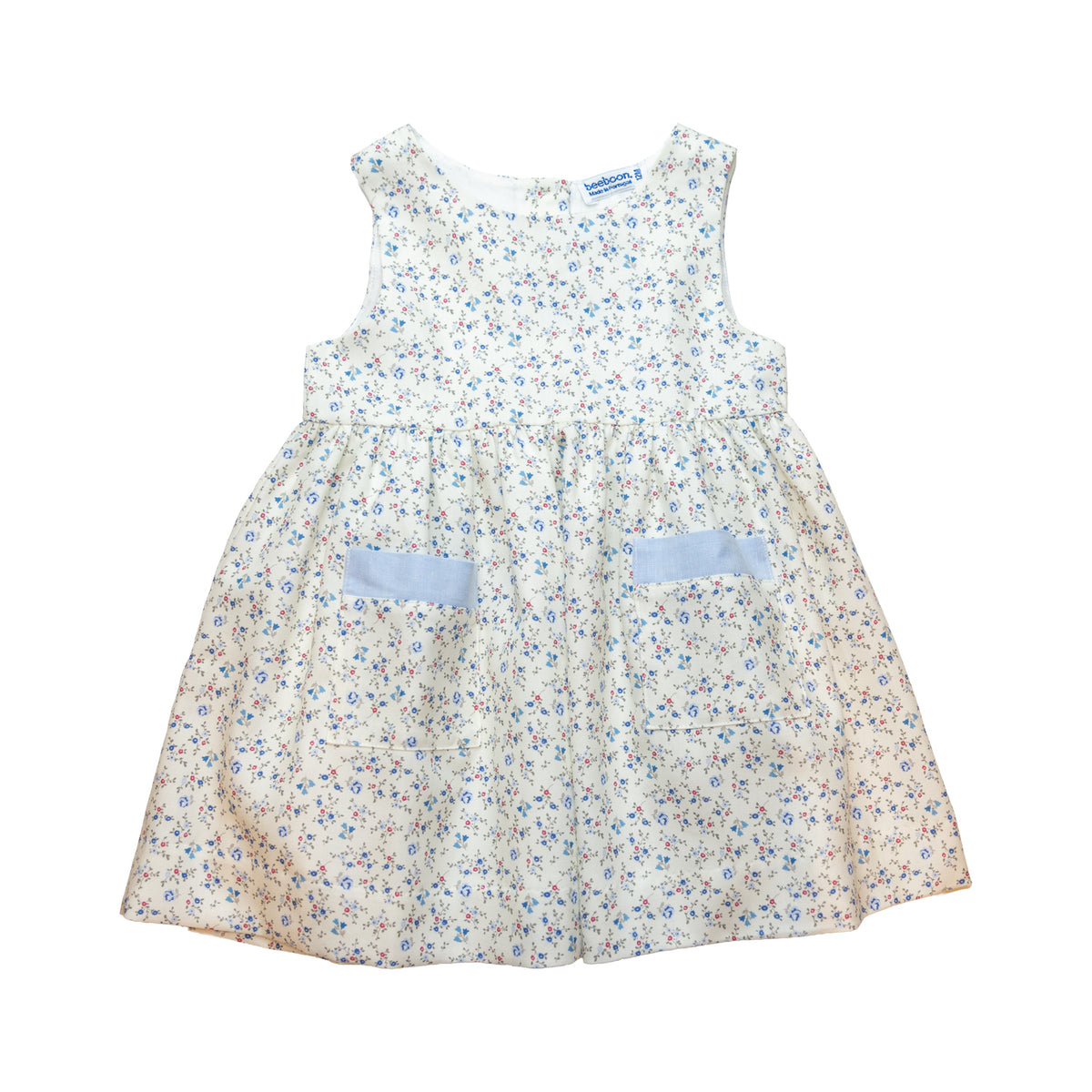 Girl Blue Floral Pinafore Dress