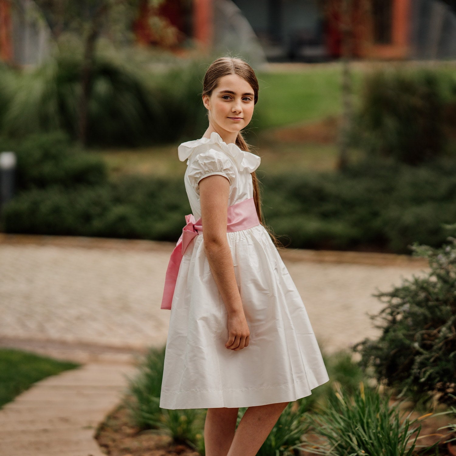 Flower Girl White Silk Dress