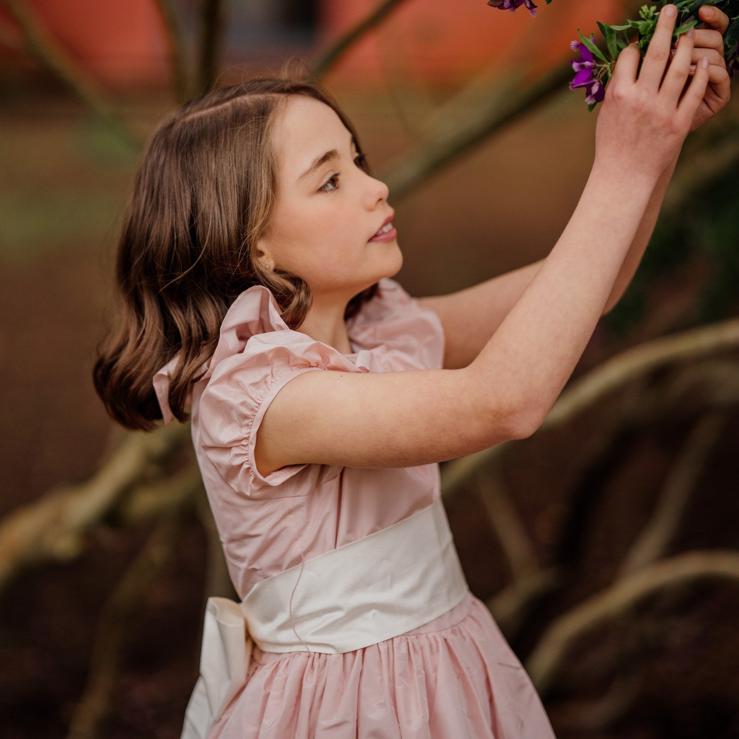 Flower Girl Pink Silk Dress
