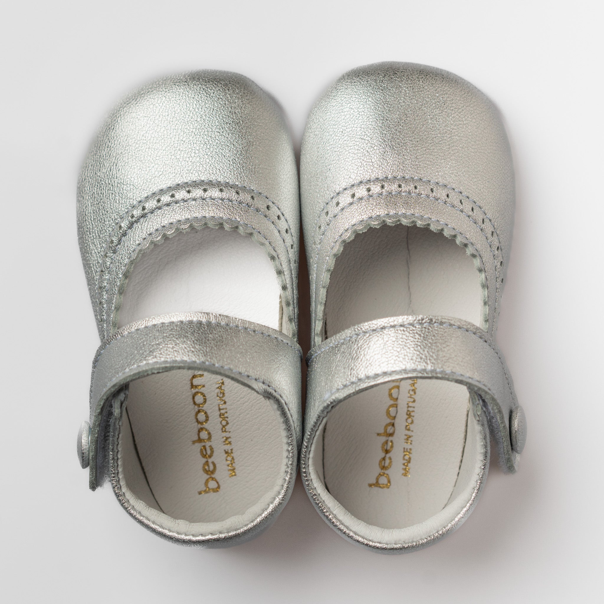 Baby Silver Leather Mary Jane Pram Shoes