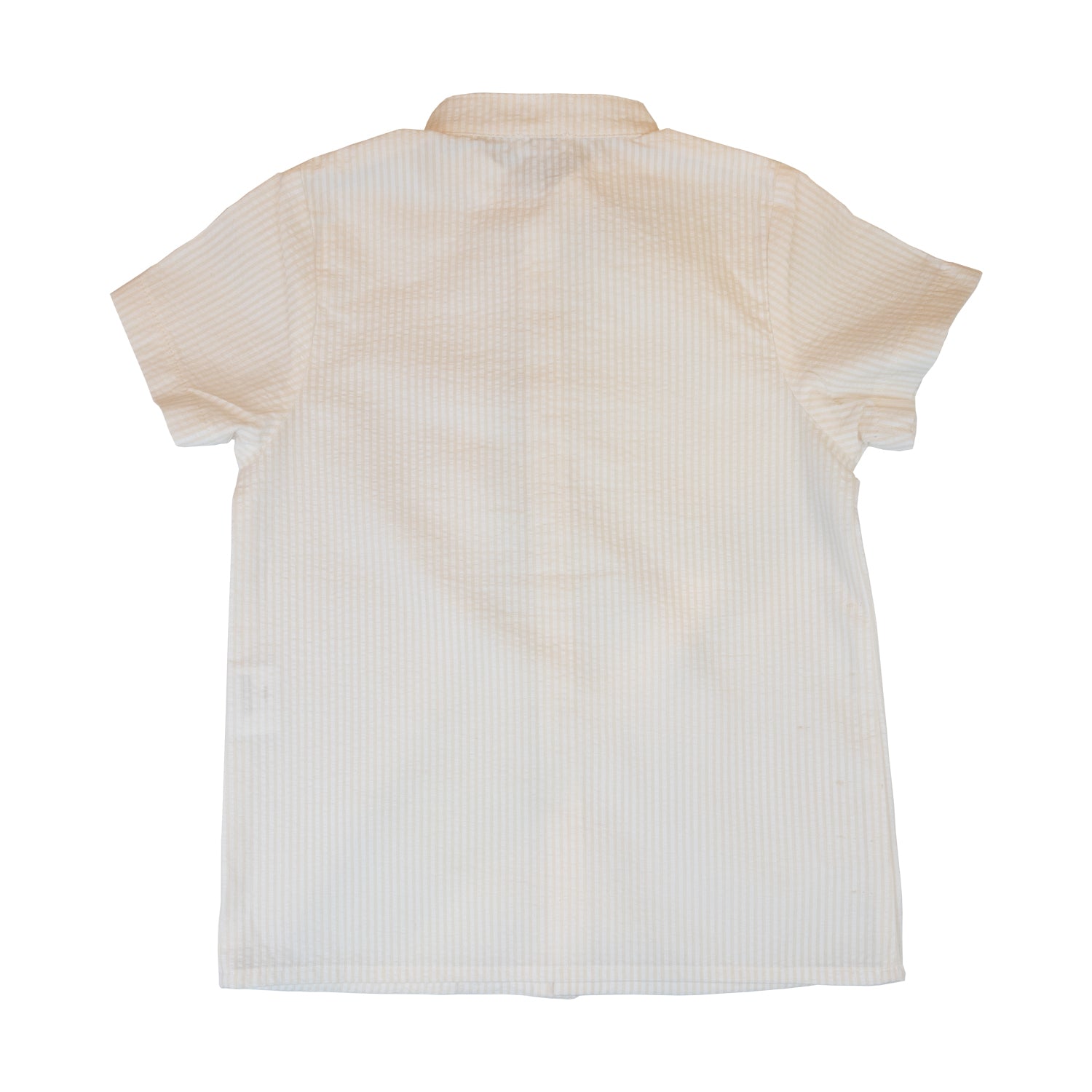 Boy Cream Stripe Seersucker Short Sleeve Shirt