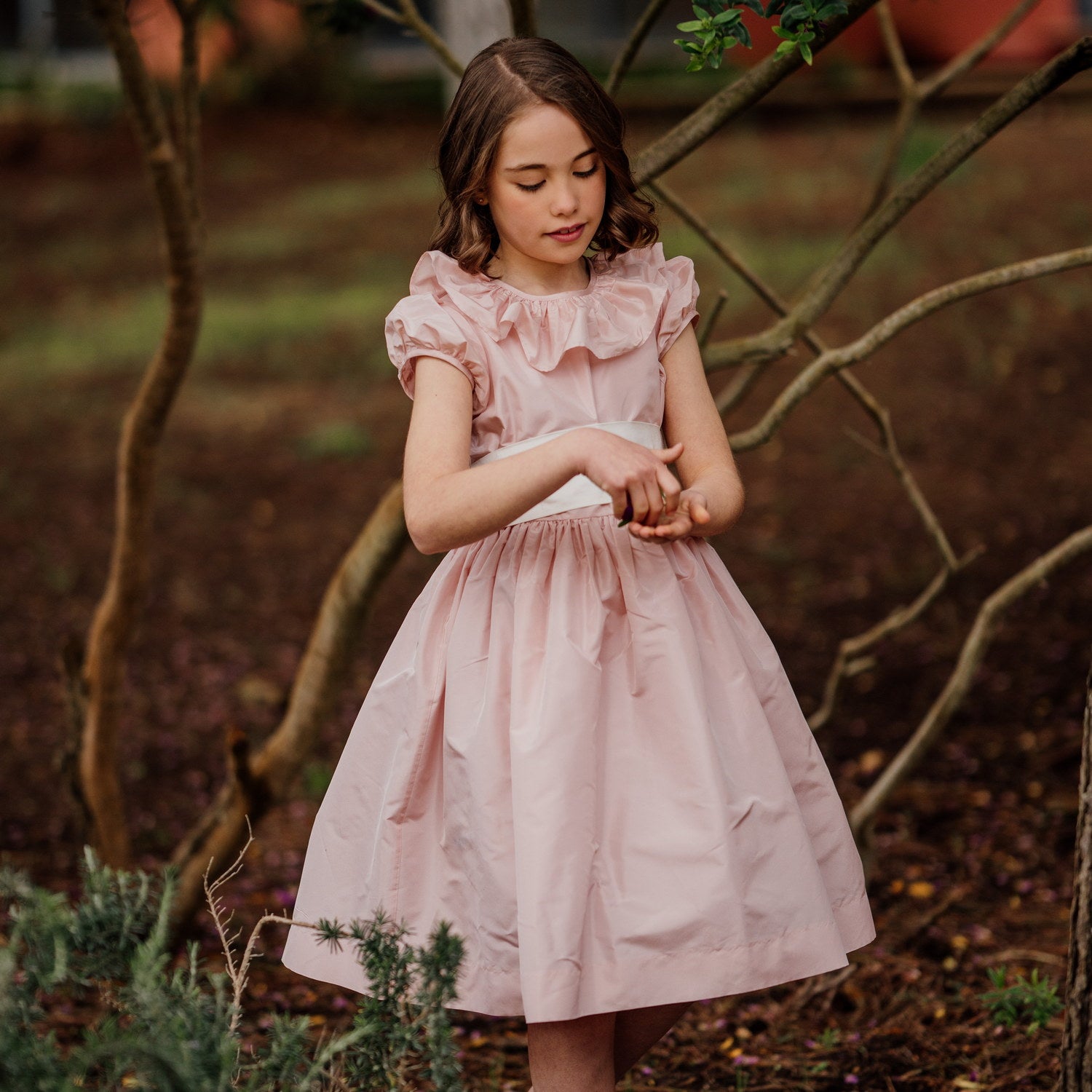 Flower Girl Pink Silk Dress