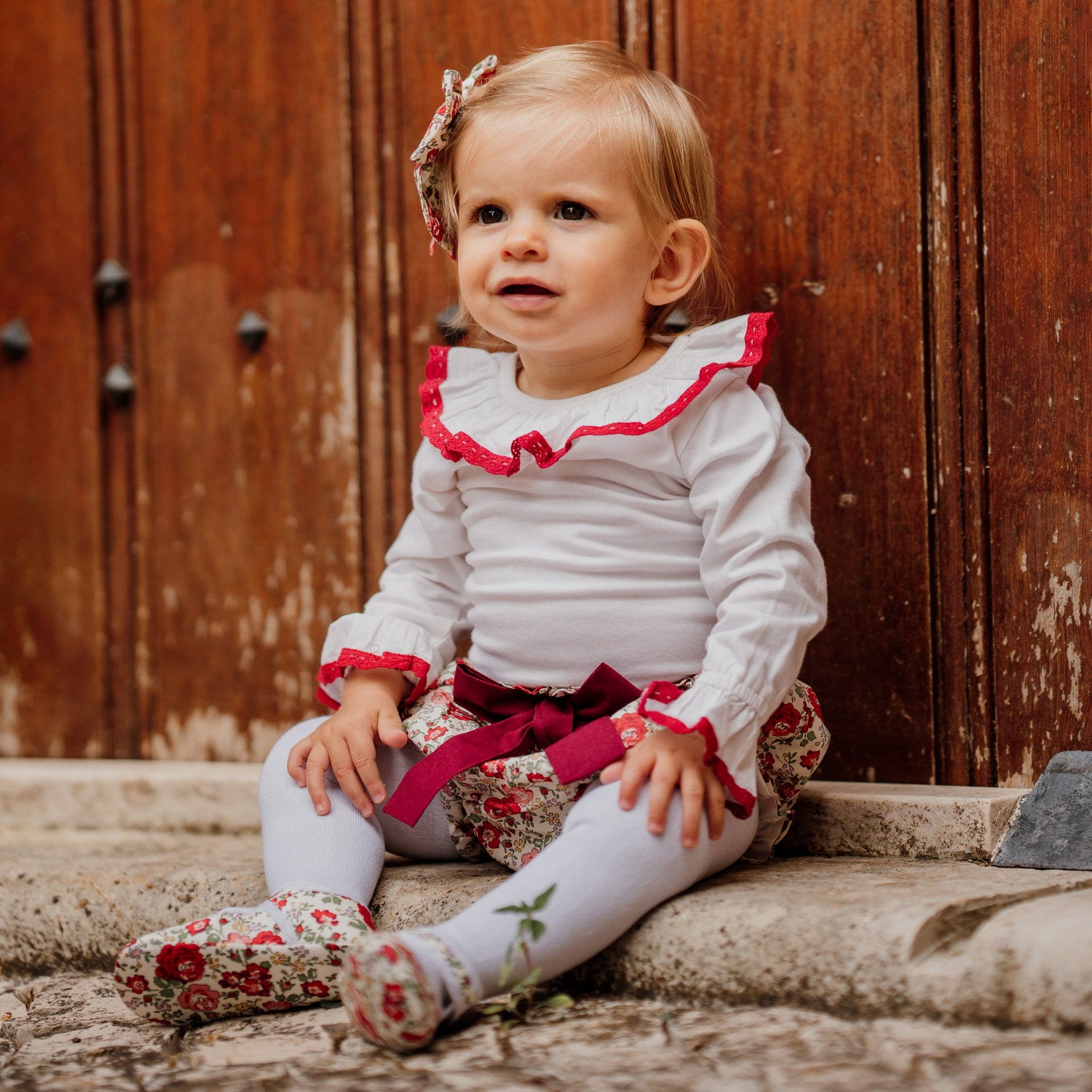 Baby Felicite Red Liberty Bow detail Bloomers
