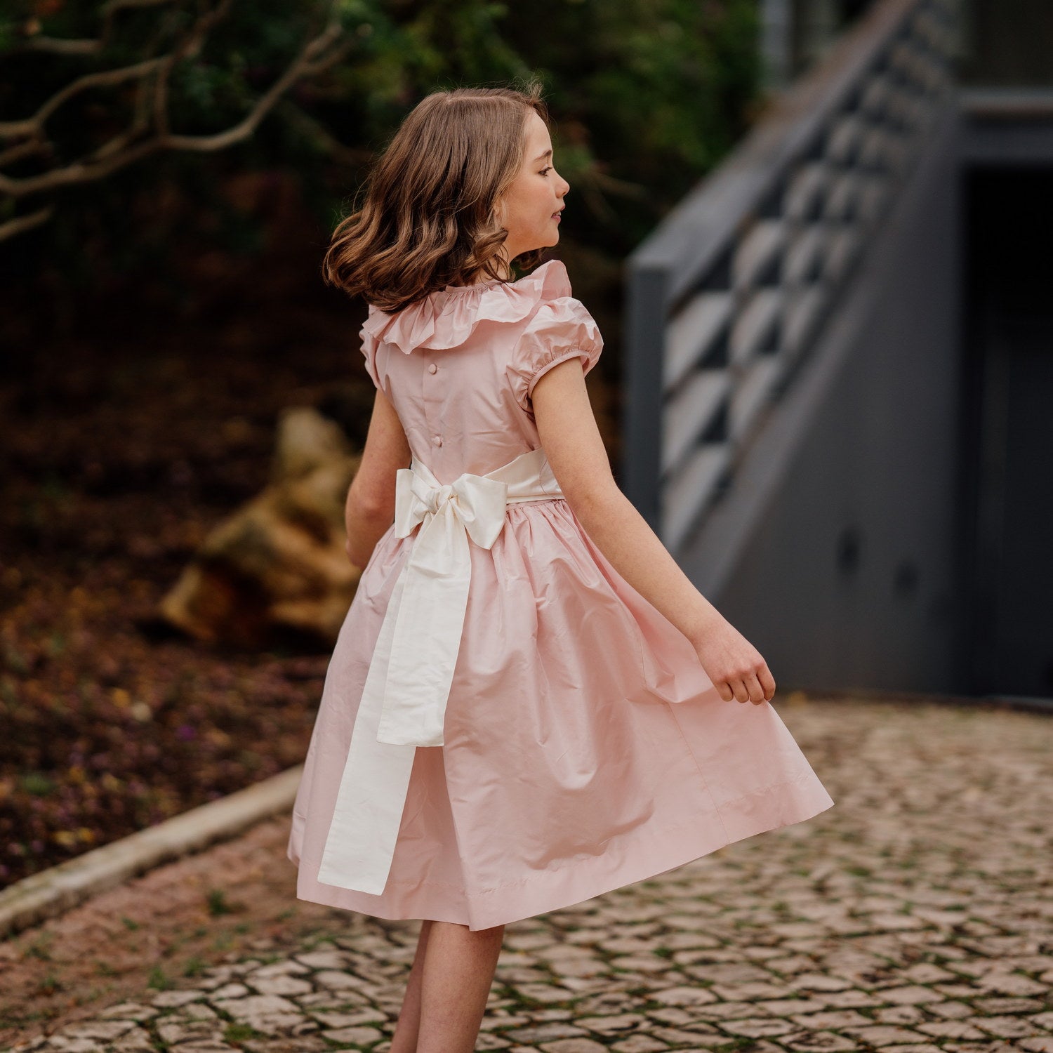 Flower Girl Pink Silk Dress