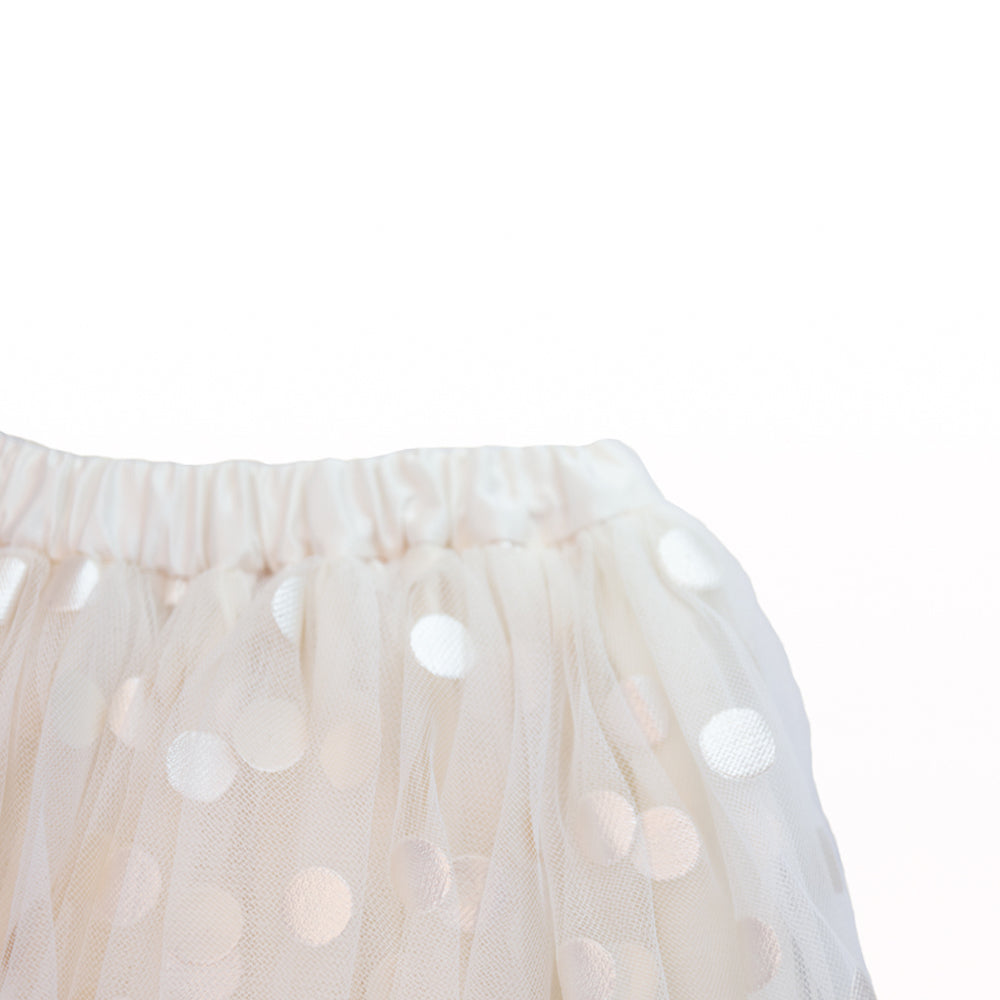 Girl White Dot Tulle Skirt