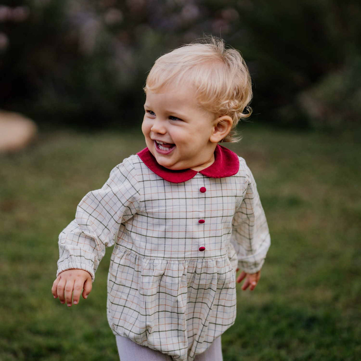 Baby Beige Check Romper