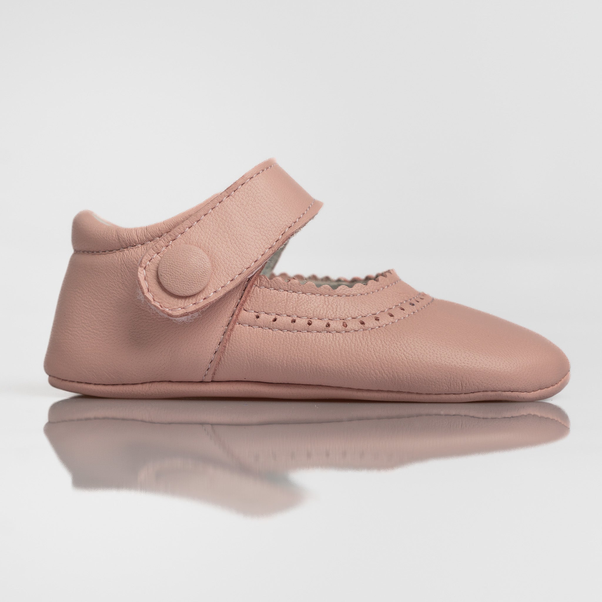 Baby Pink Leather Mary Jane Pram Shoes