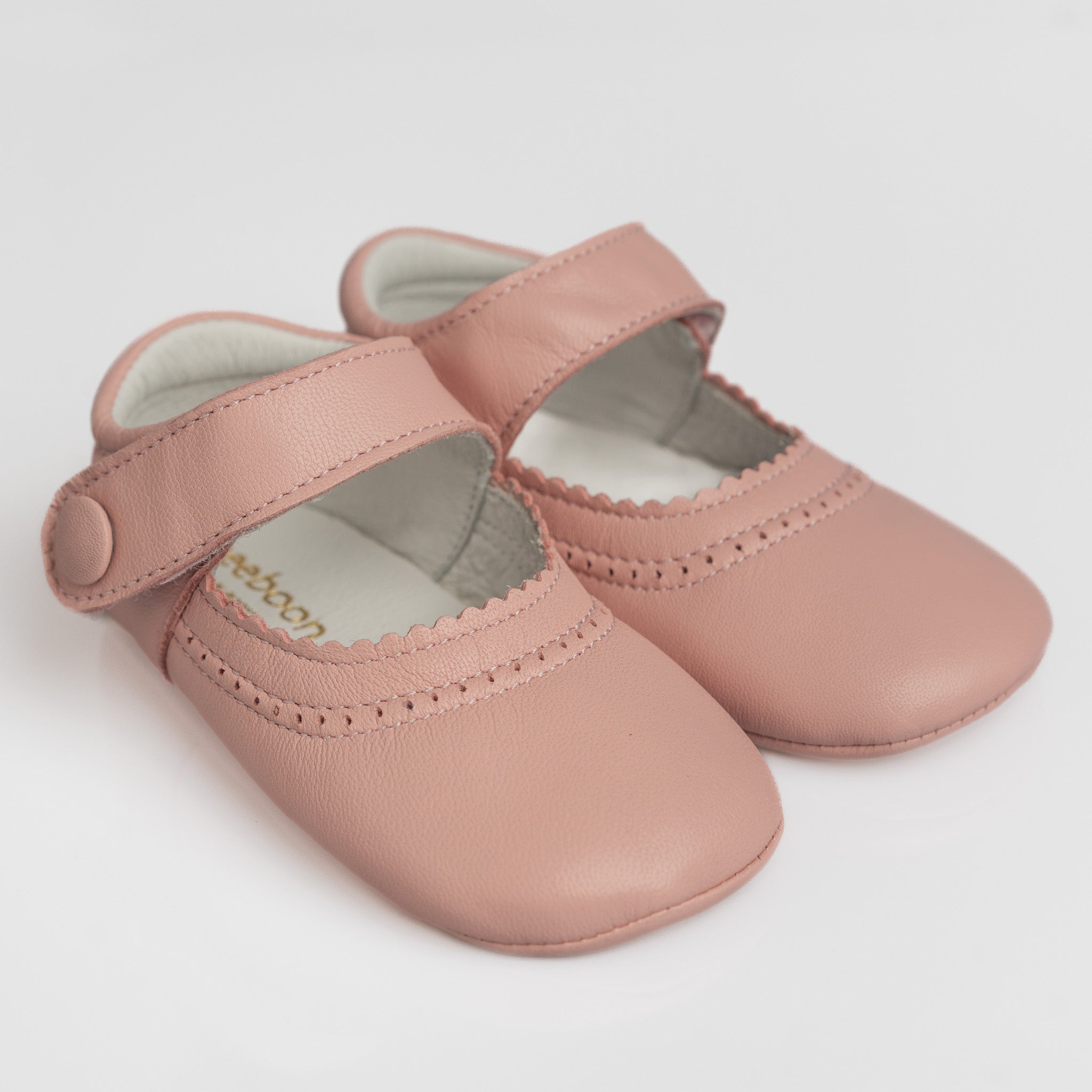 Baby Pink Leather Mary Jane Pram Shoes