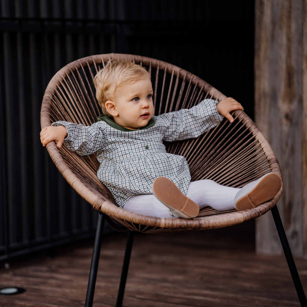 Baby Green Check Romper