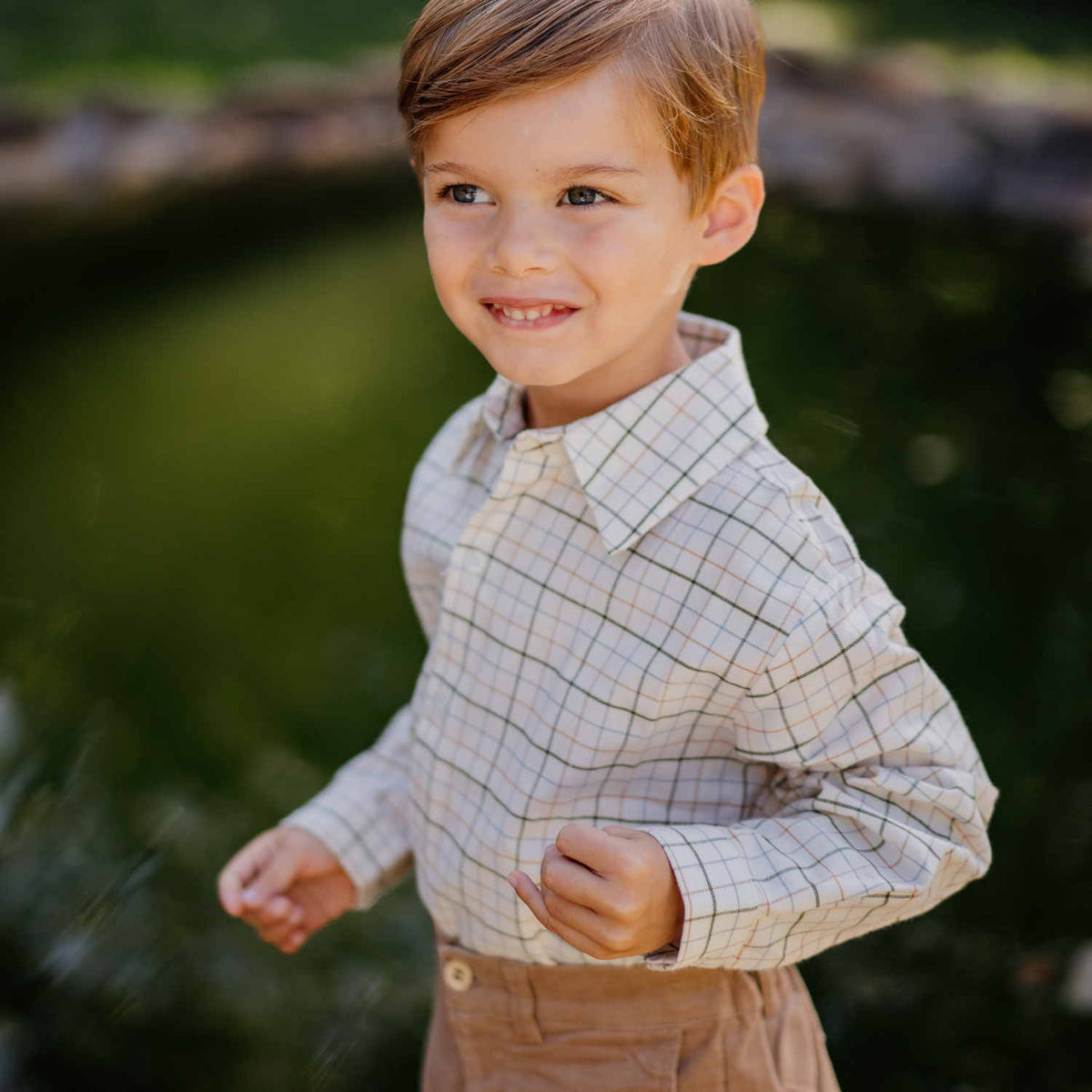 Boy Beige Check Shirt