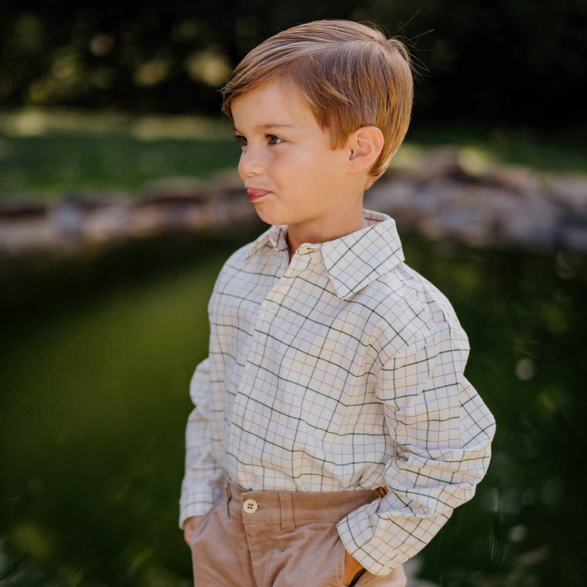 Boy Beige Check Shirt