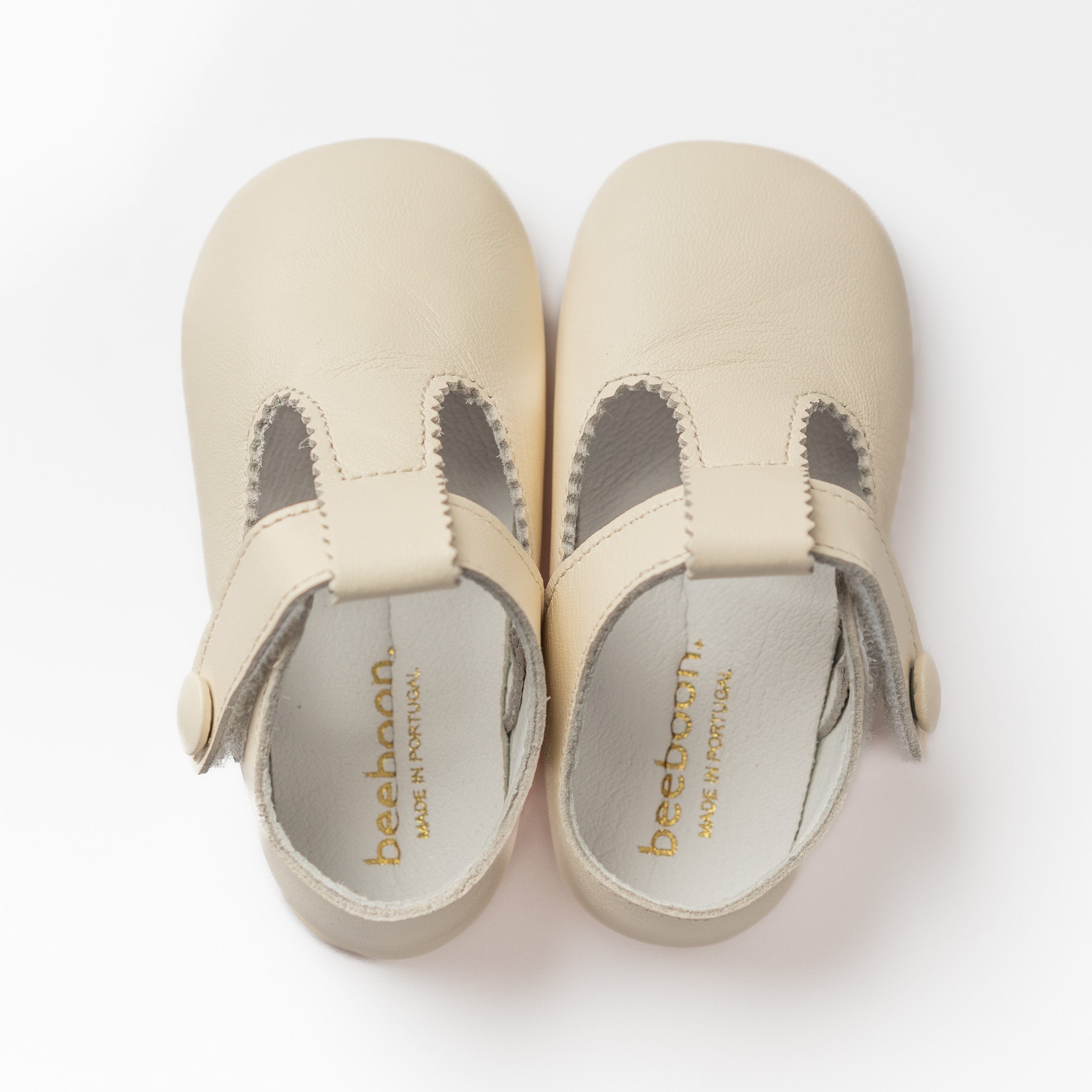 Baby Ivory Leather T-Bar Pram Shoes