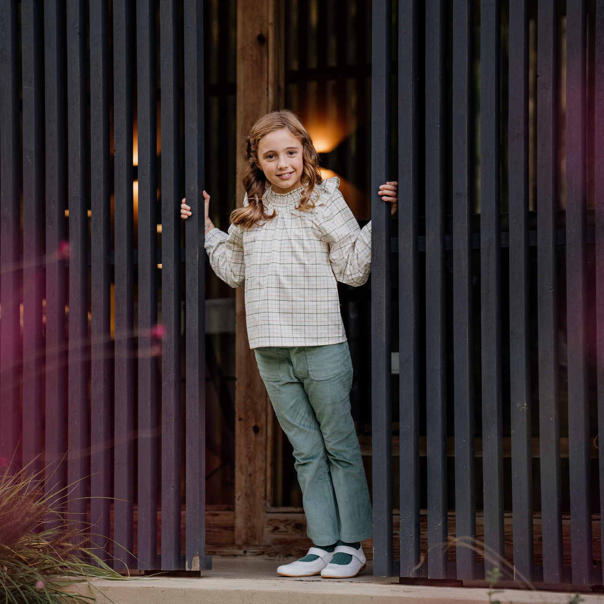 Girl Green Corduroy Flare Trousers
