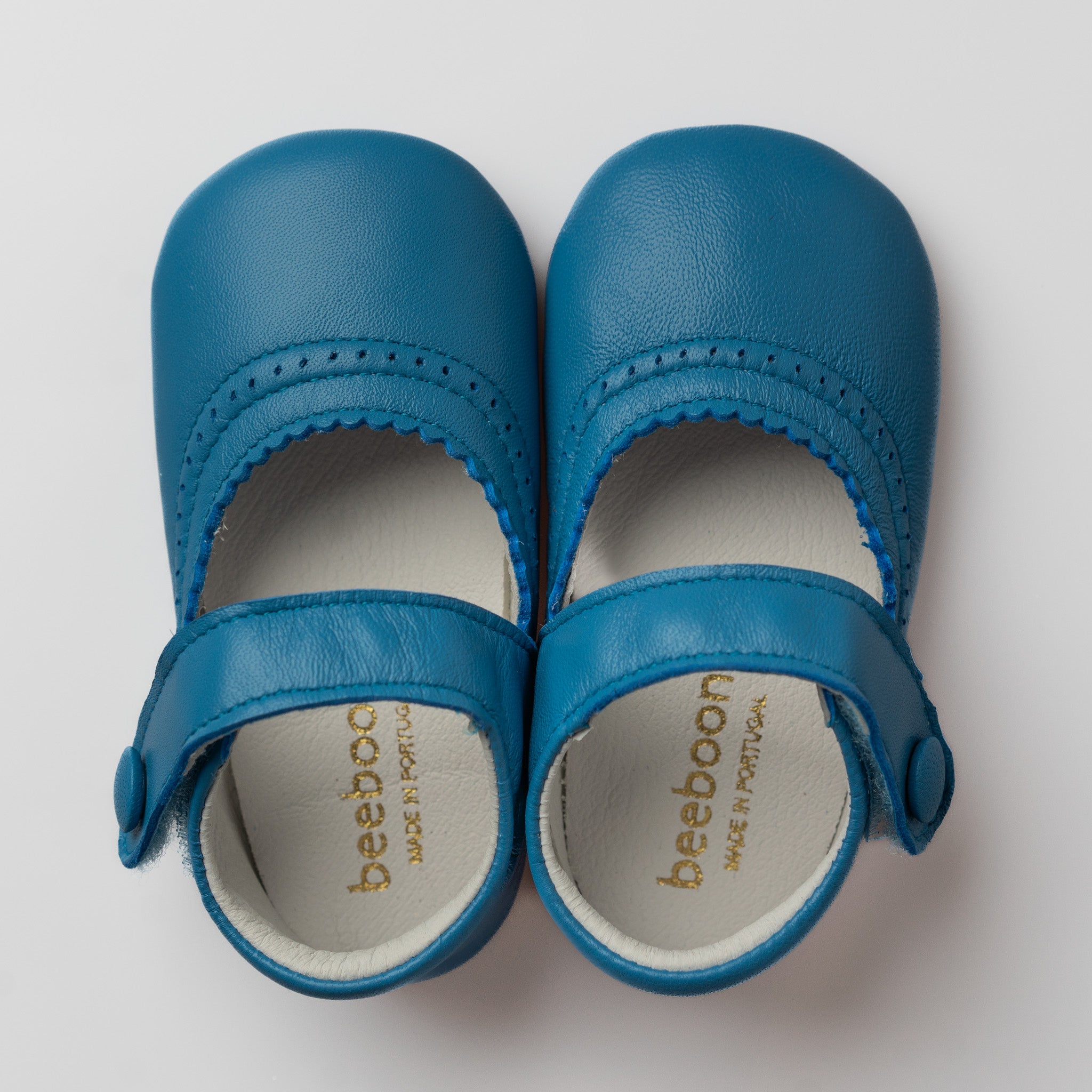 Baby Blue Leather Mary Jane Pram Shoes