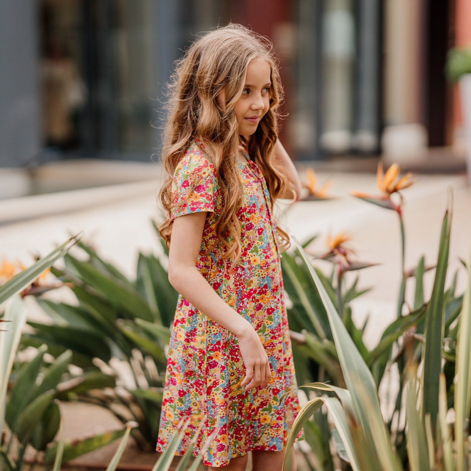 Girl Pink & Yellow Liberty Jersey Dress