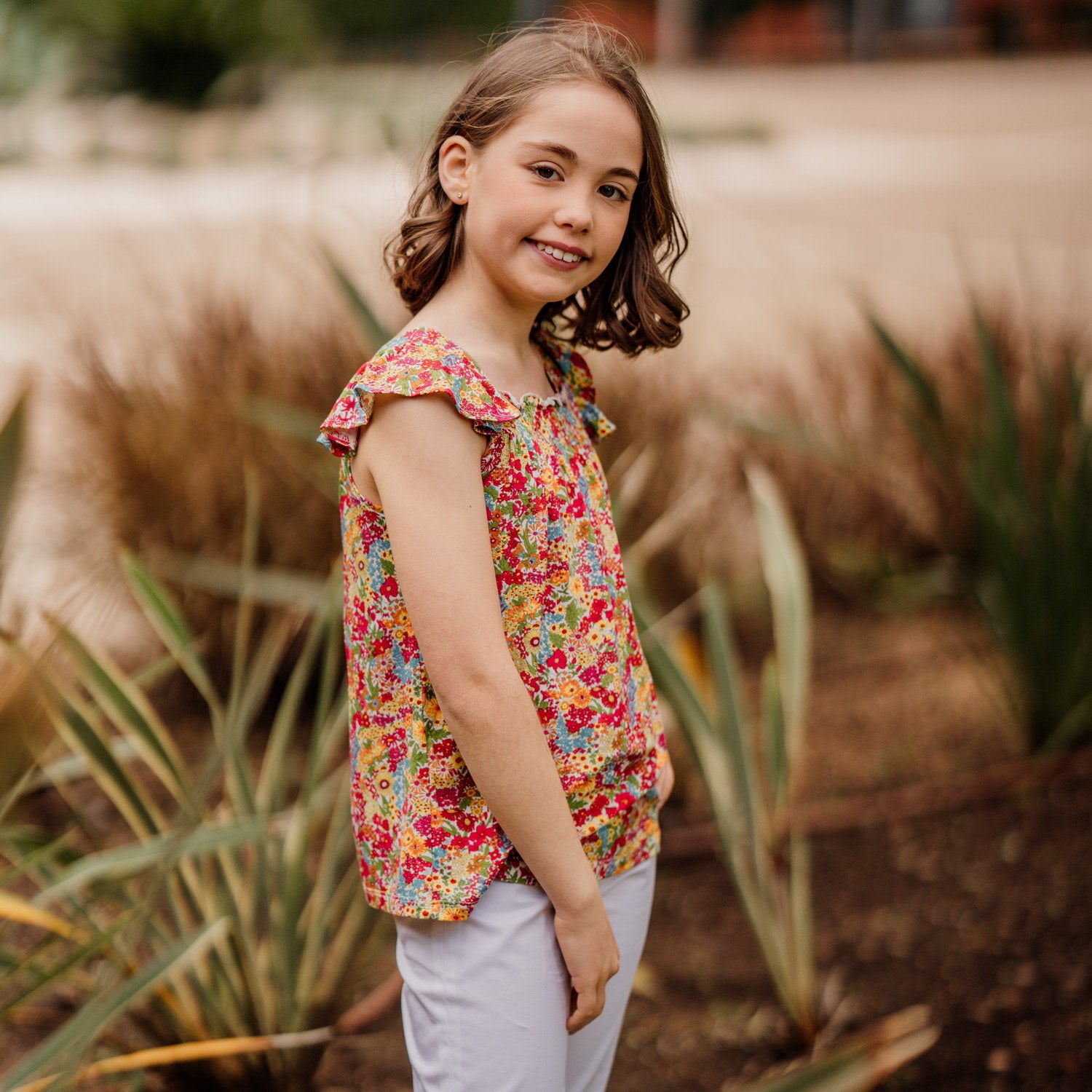 Girl Pink & Yellow Liberty Jersey Blouse