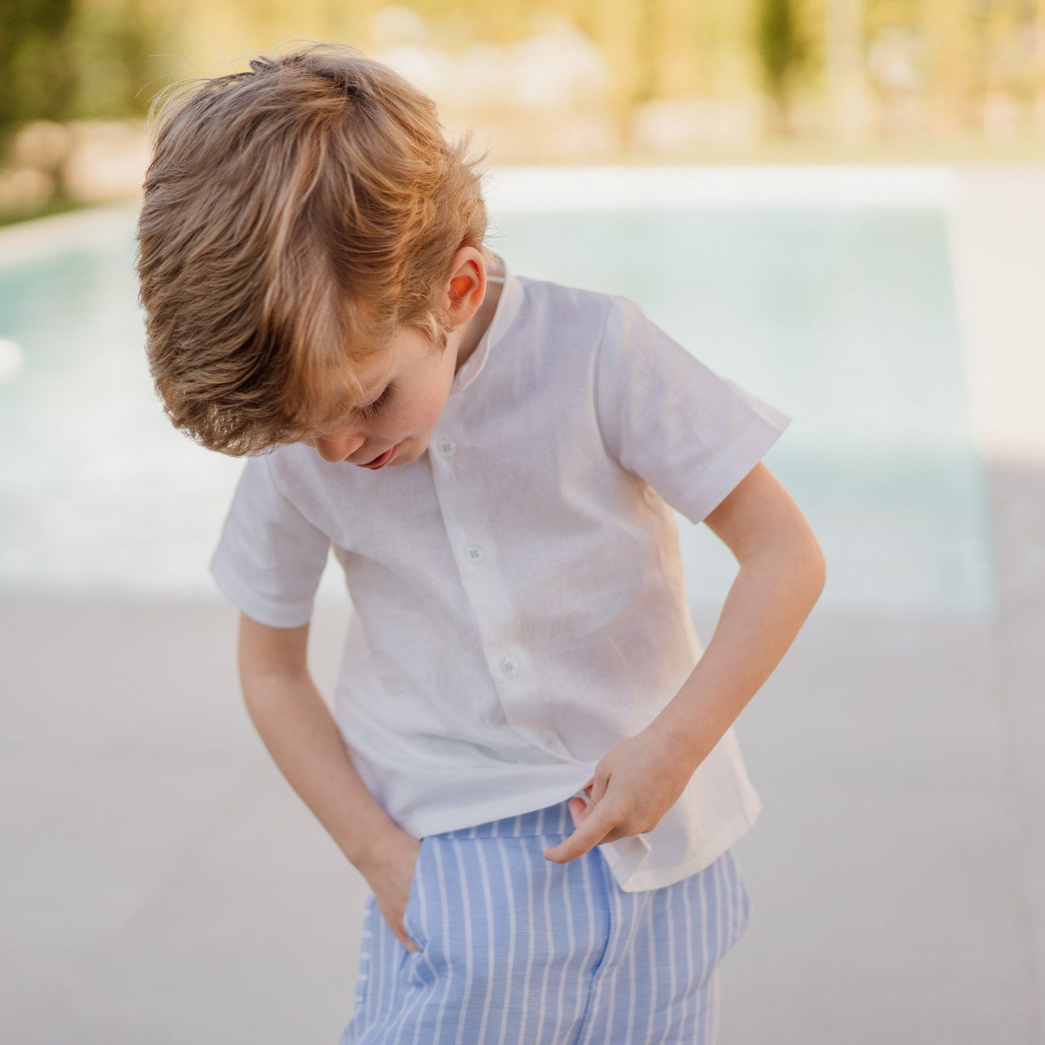 Boy Champagne Linen Short Sleeve Shirt