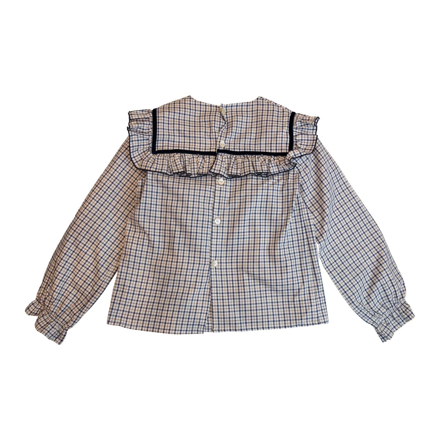 Girl Navy & Chestnut Check Blouse