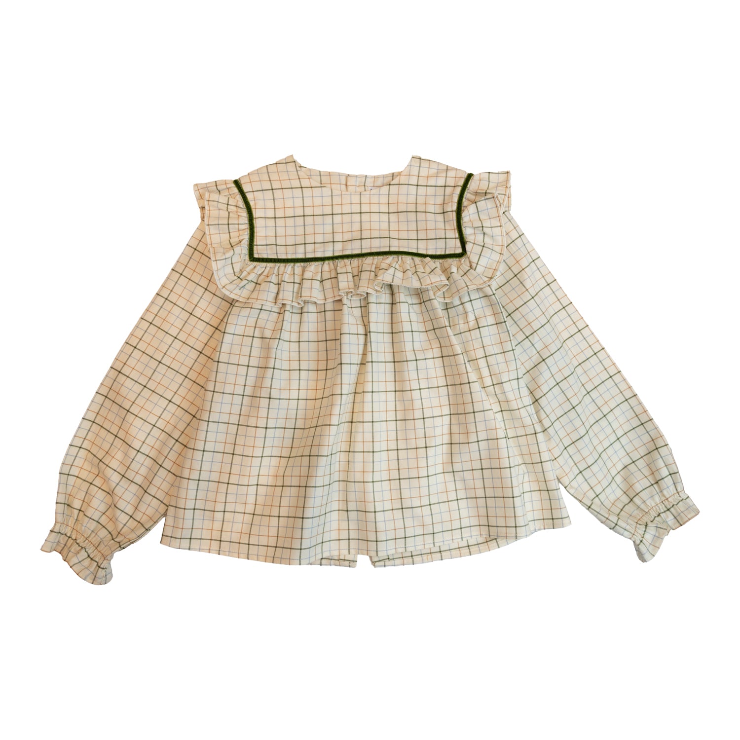 Girl Green Check Blouse
