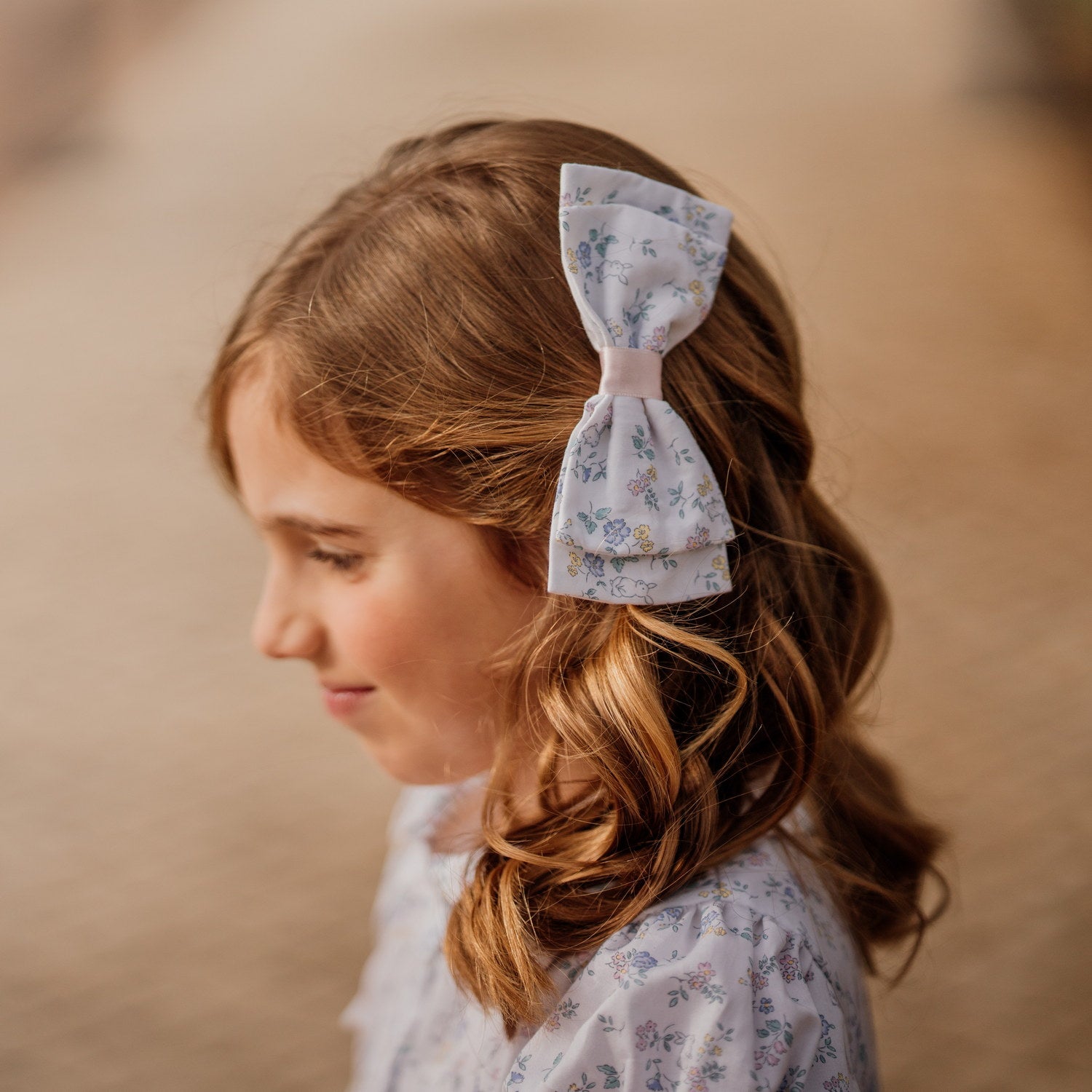 Girl White Bunnies Bow Clip