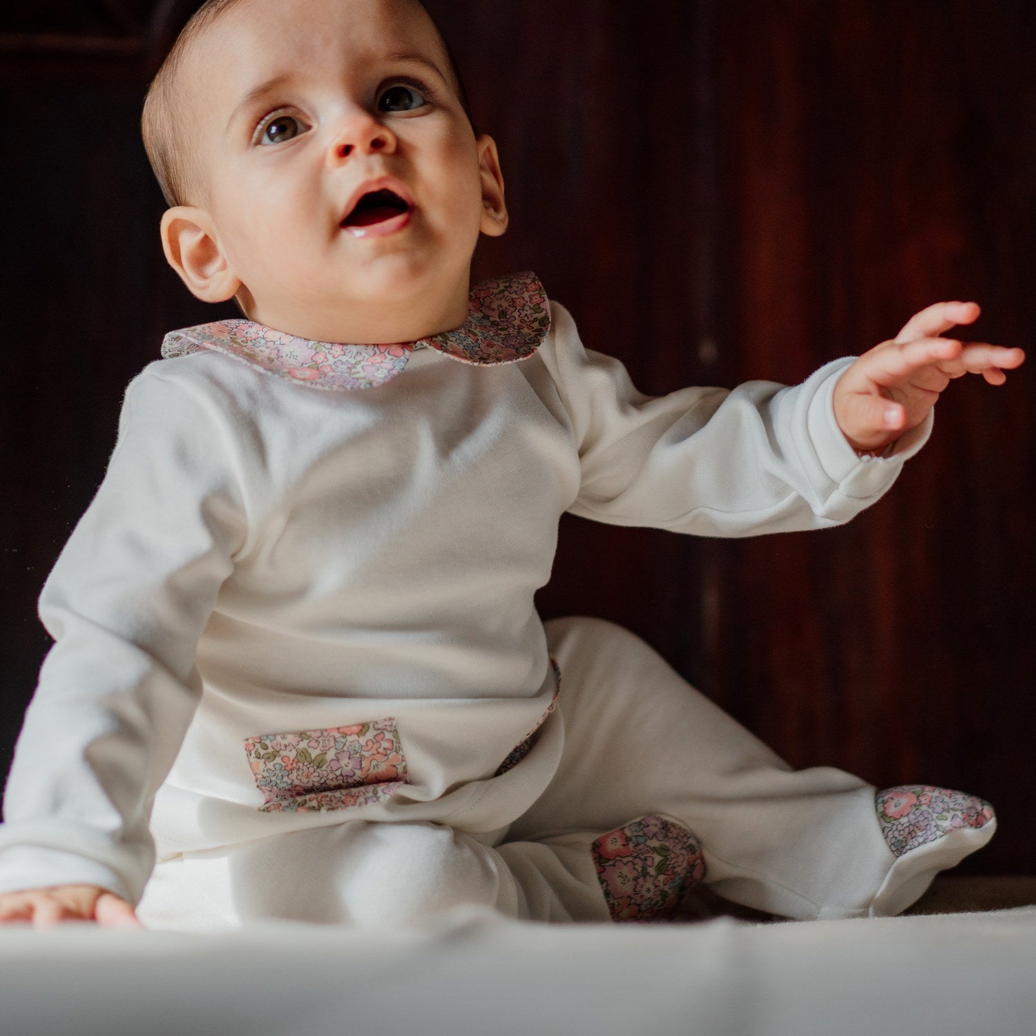 Baby White Set with Michelle Liberty fabric details