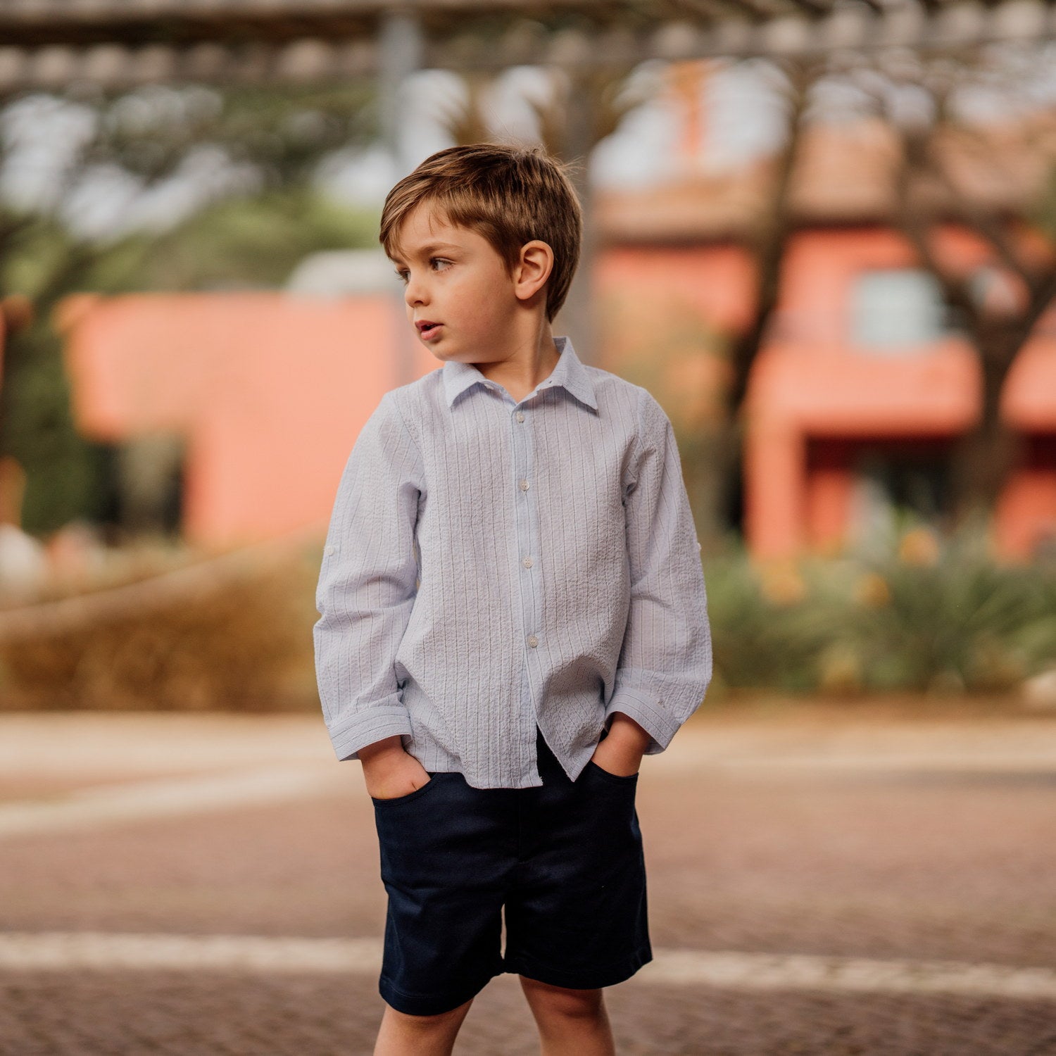 Boy Blue Stripe Seersucker Classic Shirt