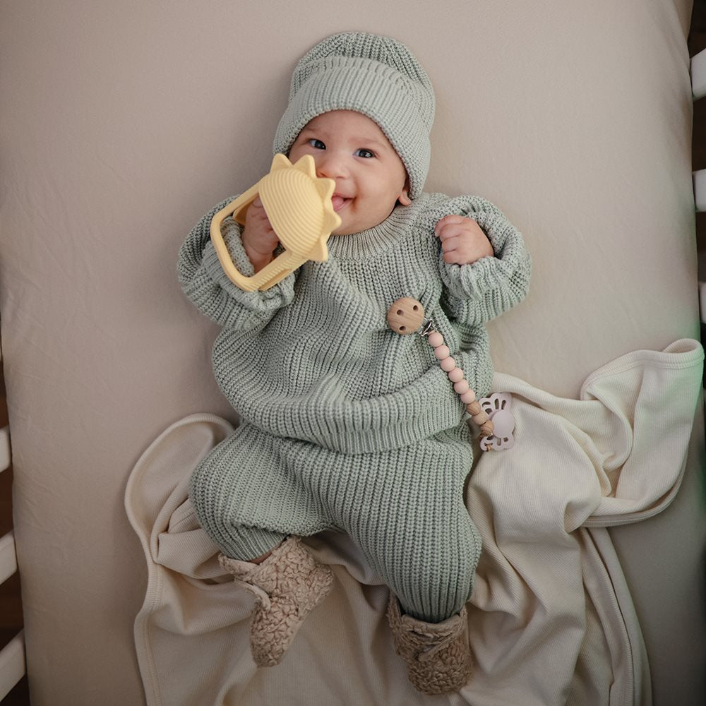 Mushie No-Drop Sun Sensory Teether Sunshine