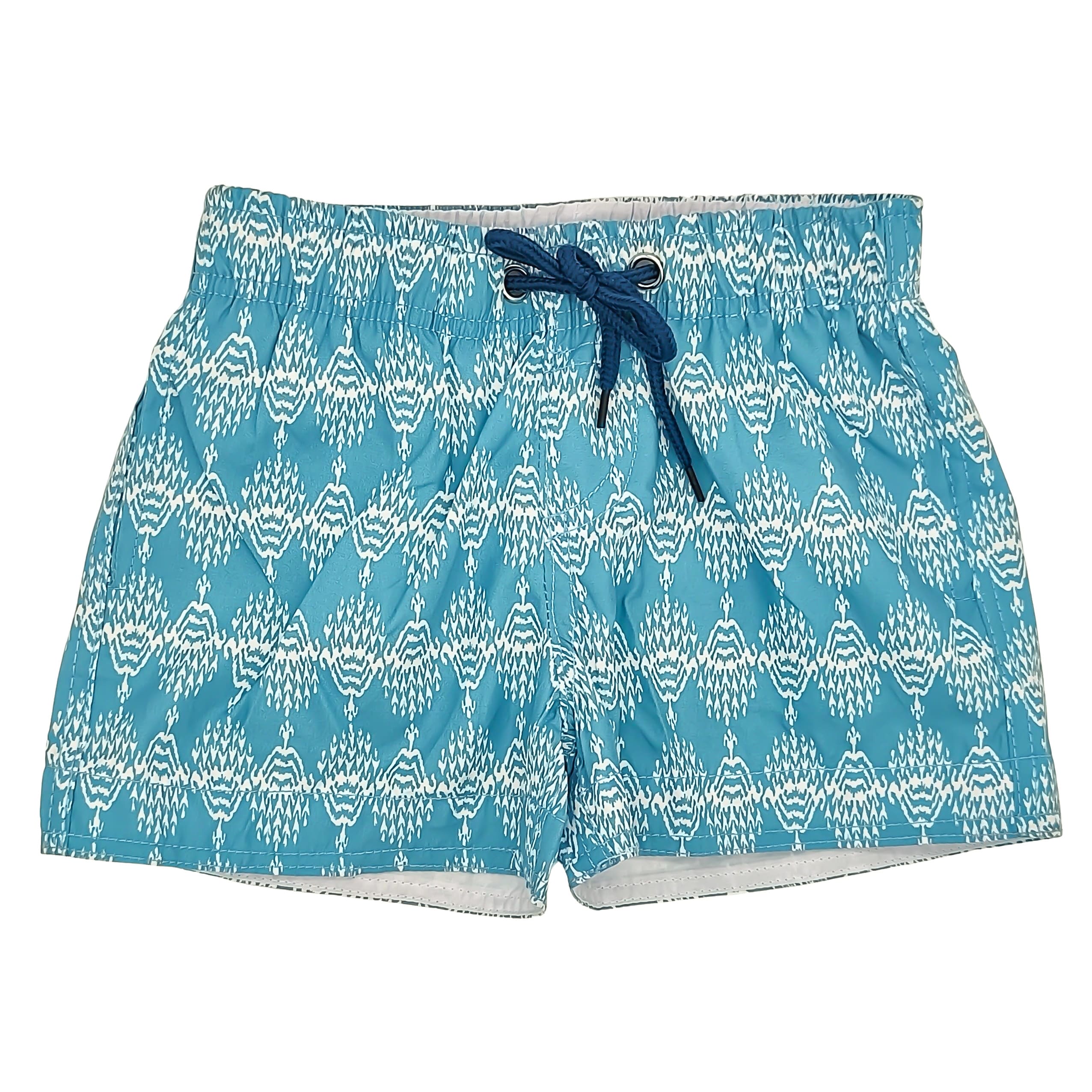 Boy Blue & White Inca Swim Shorts