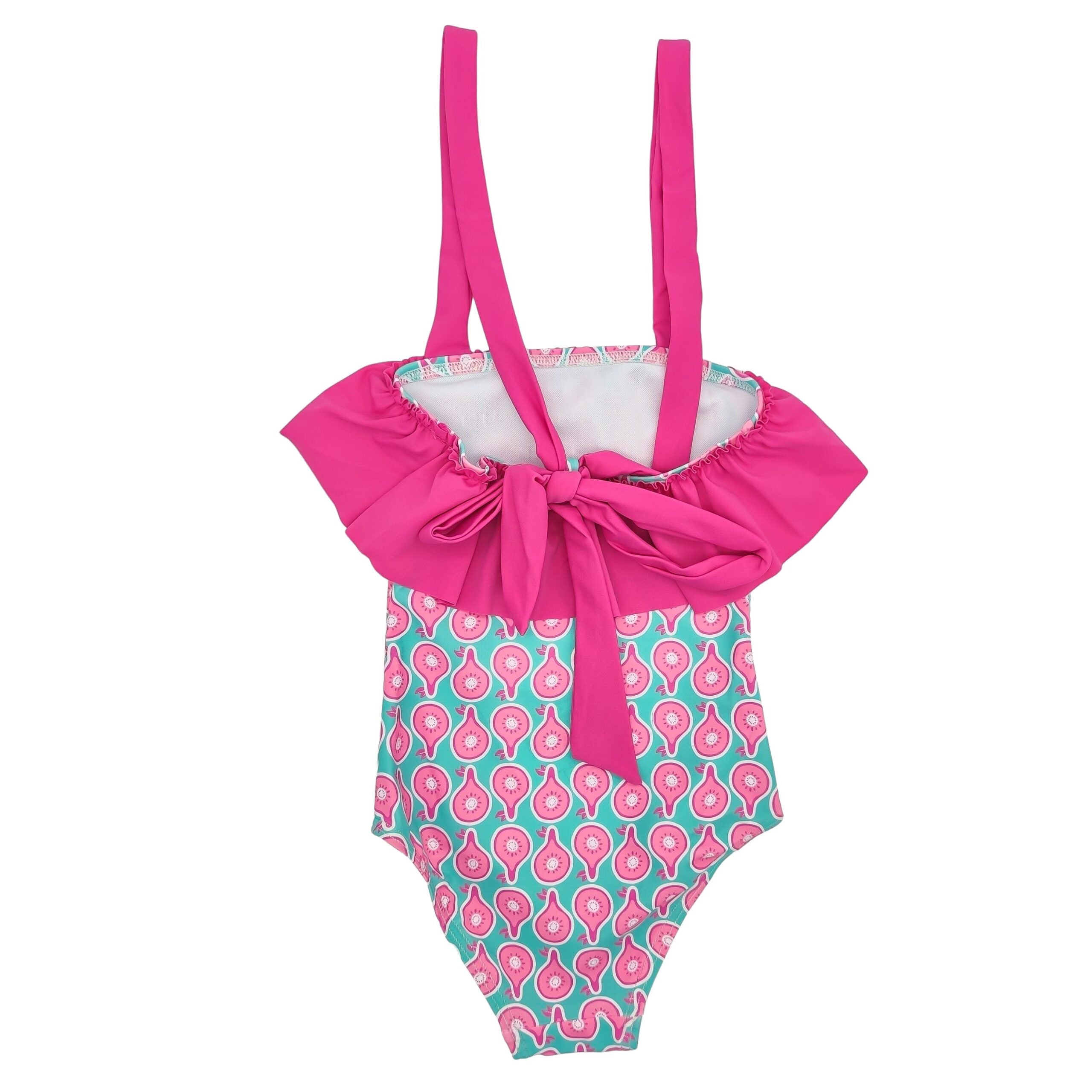 Girl Pink Pears Tie Strap Swimsuit