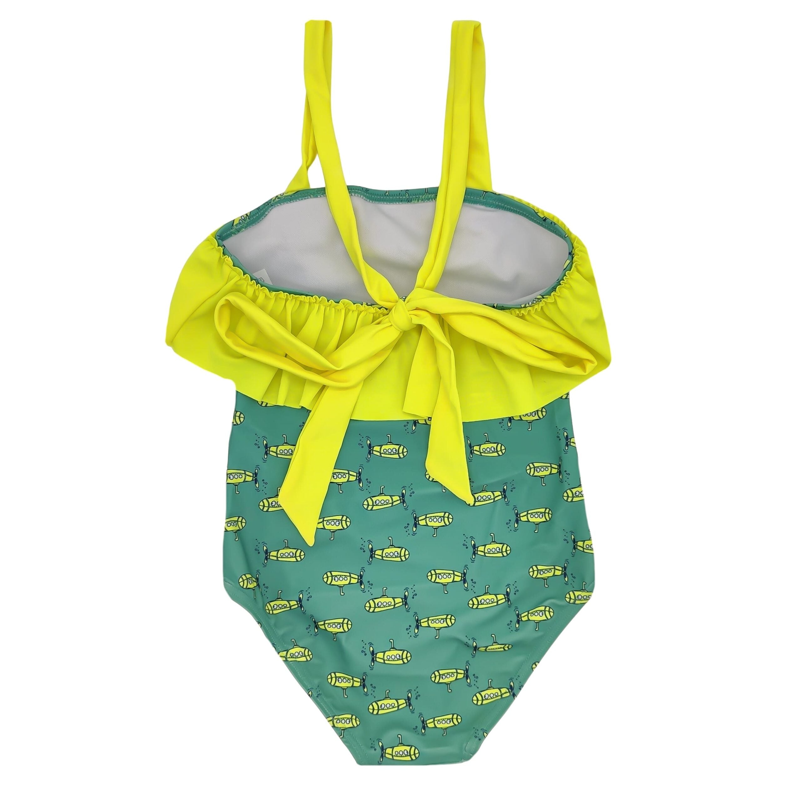 Girl Yellow Submarines Tie Strap Swimsuit