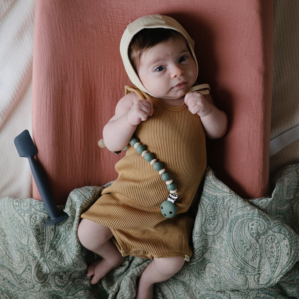 Mushie Pacifier Clips Luna Dried Thyme